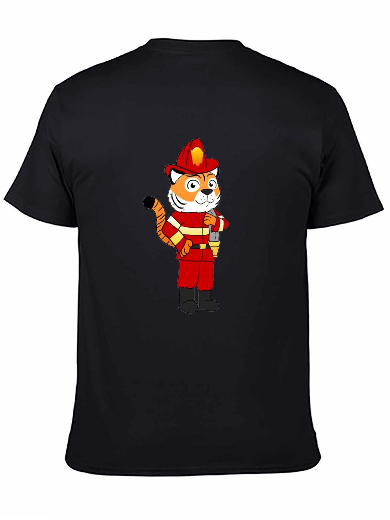 Tiger Firefighter T-Shirt - Black Crew Neck Tee