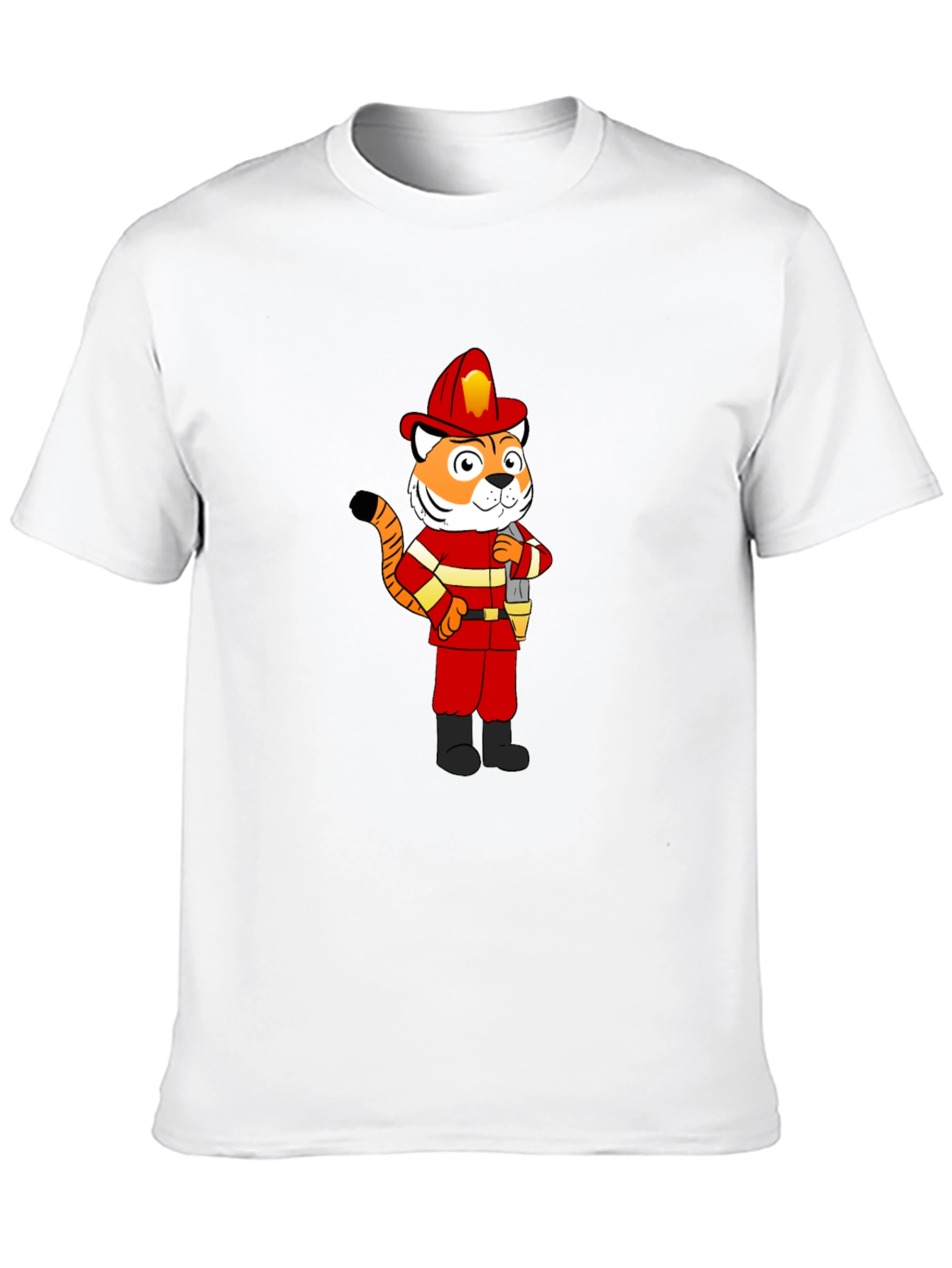 Tiger Firefighter T-Shirt - Black Crew Neck Tee