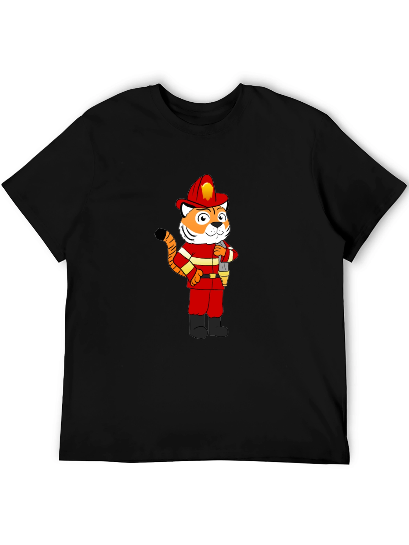 Tiger Firefighter T-Shirt - Black Crew Neck Tee