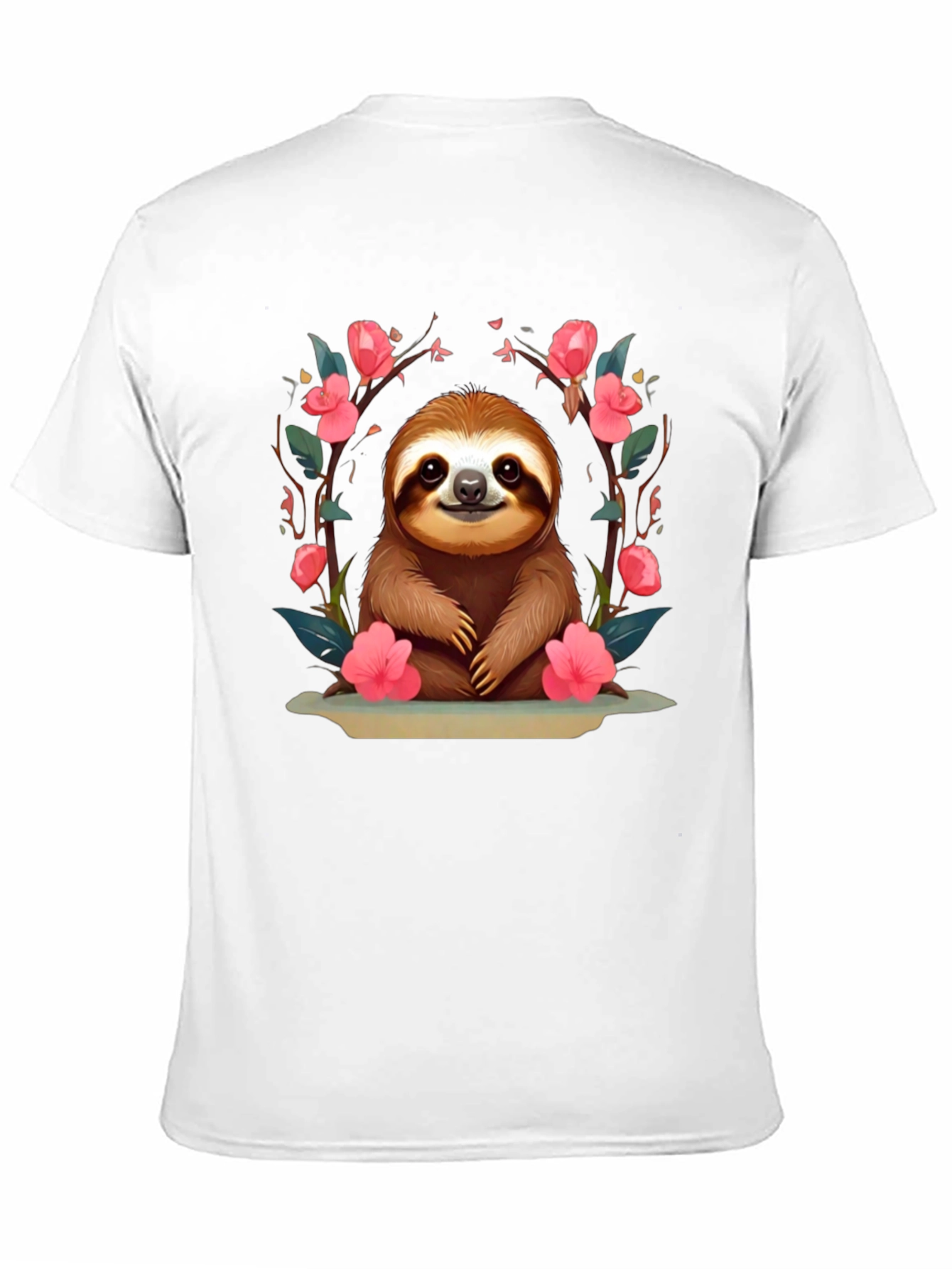 Cute Sloth Floral T-Shirt - Relaxed Fit