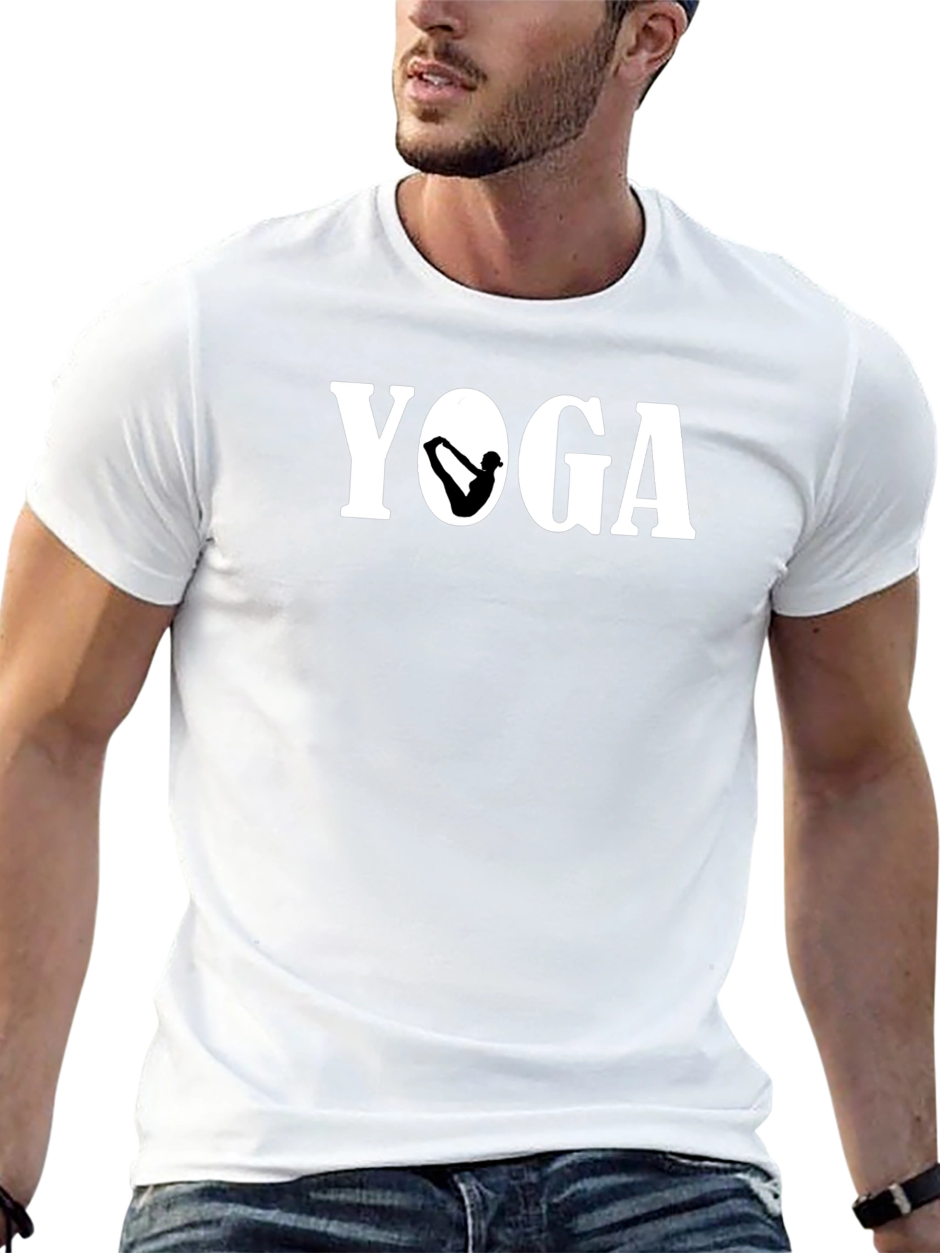 Yoga Pose Graphic Black T-Shirt for Men