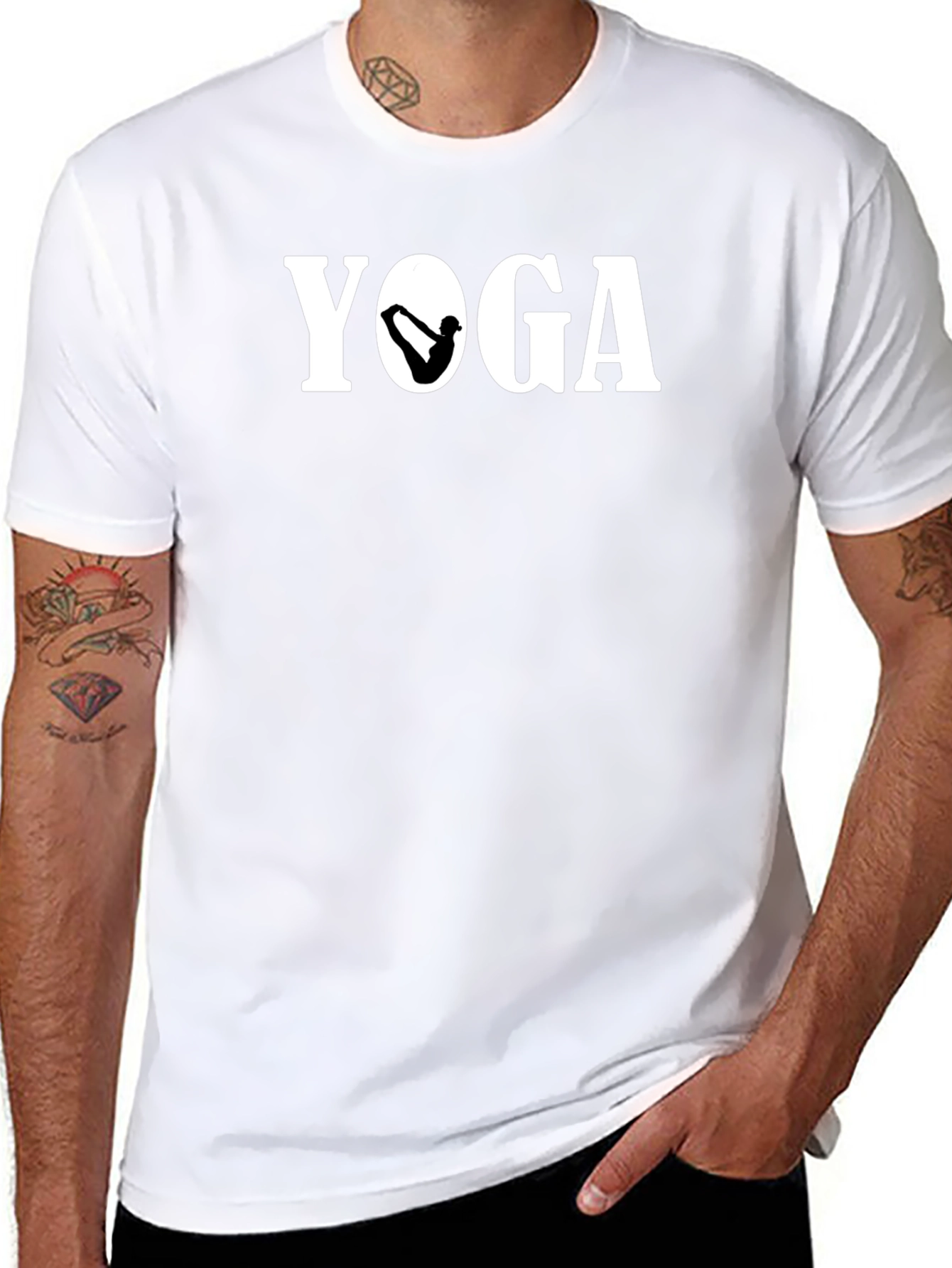 Yoga Pose Graphic Black T-Shirt for Men