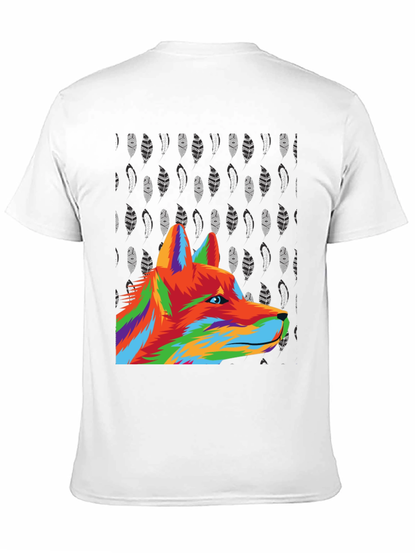 Vibrant Wolf Graphic Tee - Black Cotton Blend