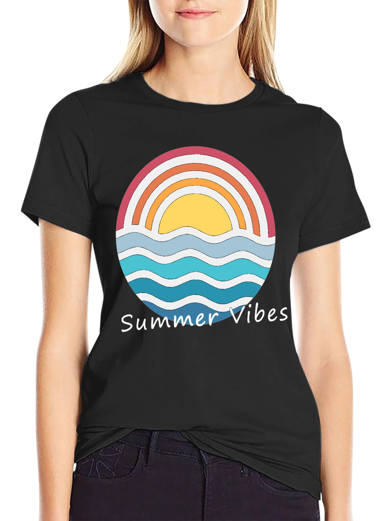 Summer Vibes Graphic Tee - Retro Sunset Design