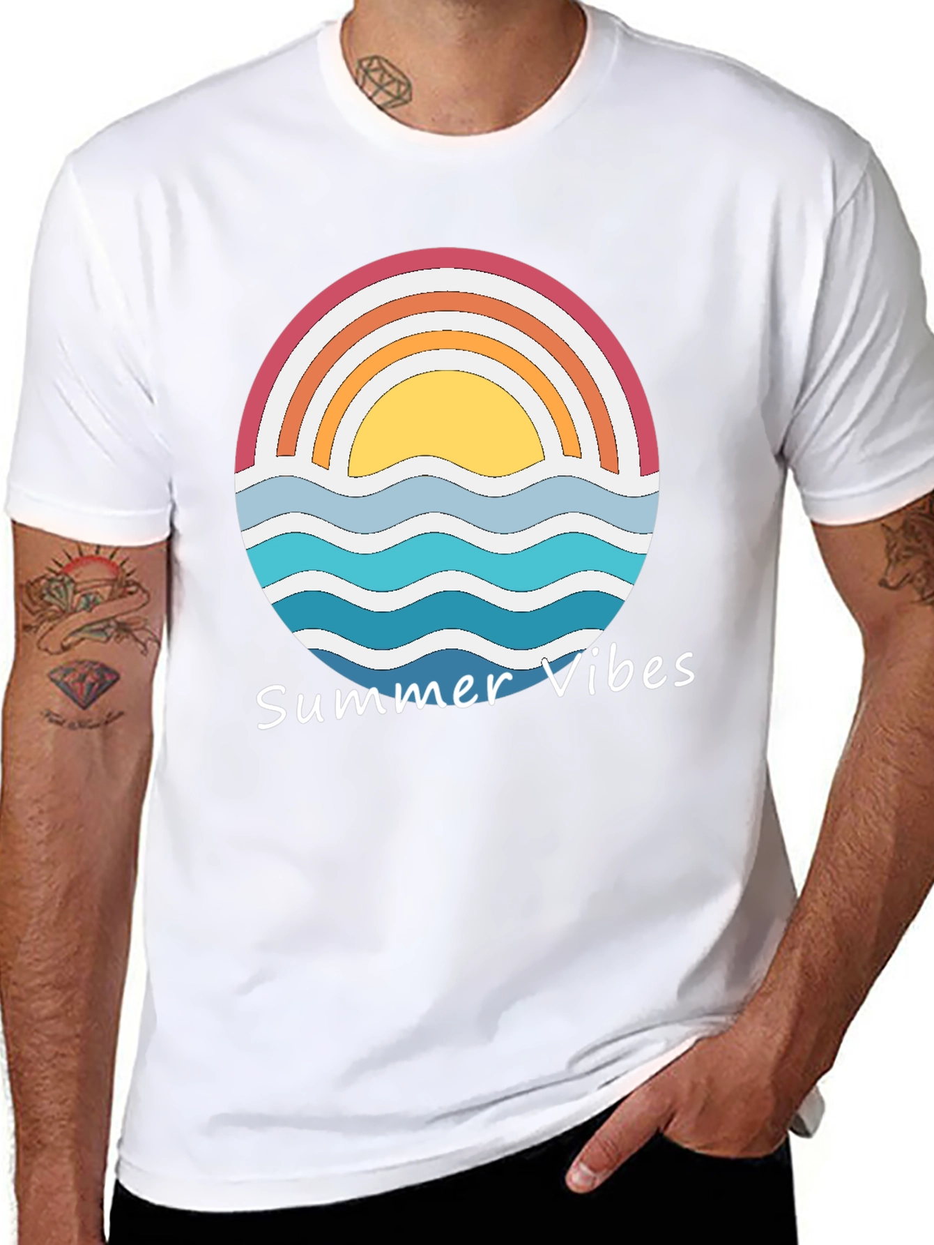 Summer Vibes Graphic Tee - Retro Sunset Design