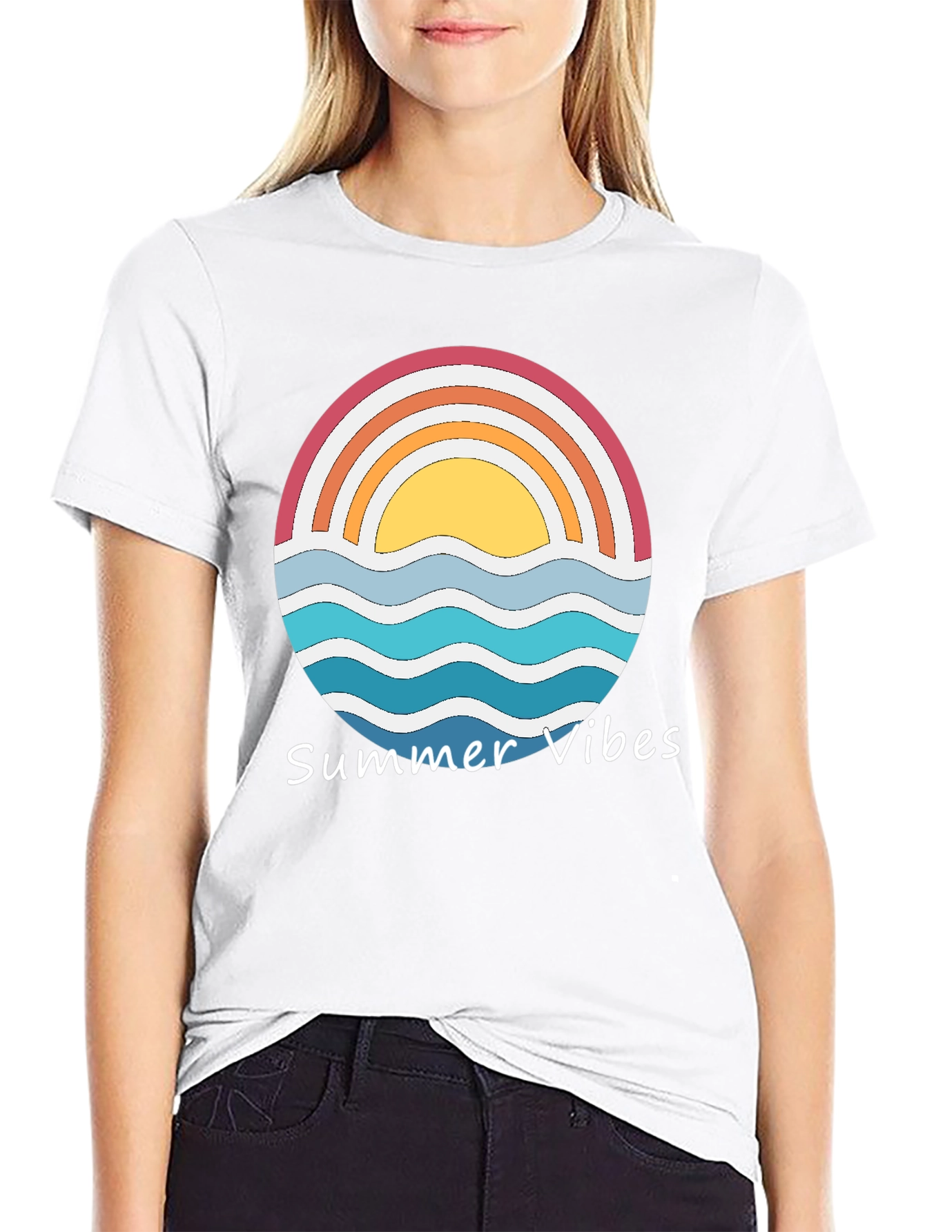 Summer Vibes Graphic Tee - Retro Sunset Design