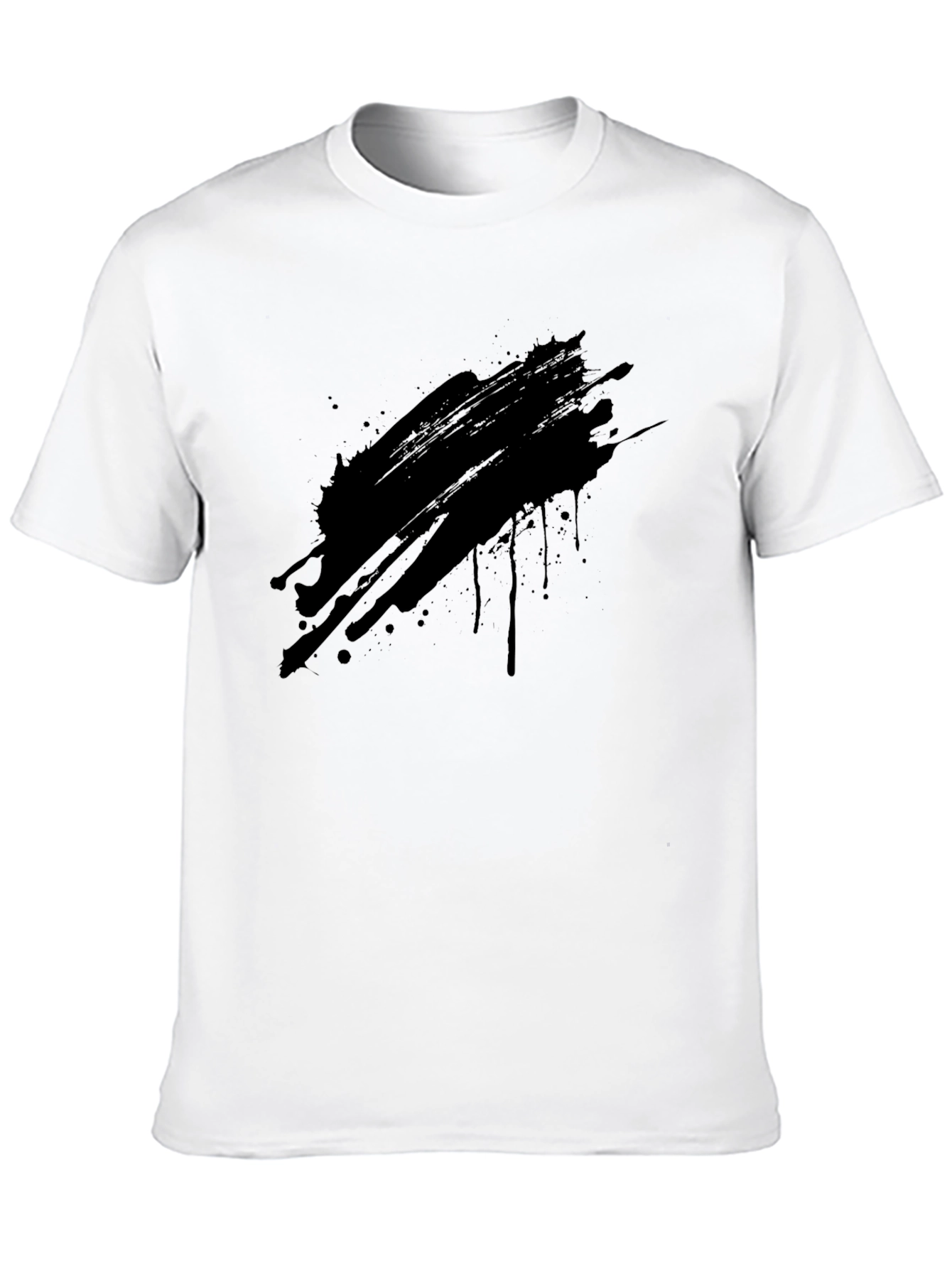 Mens Black Graphic T-Shirt - Abstract Ink Splash Design