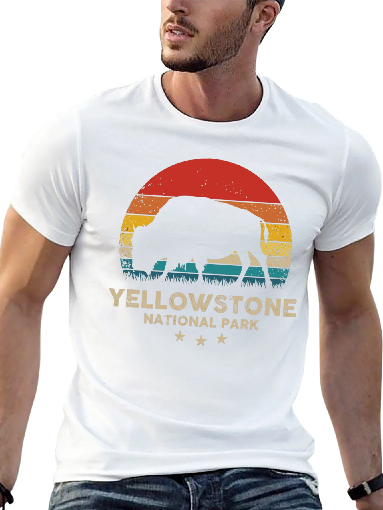 Yellowstone National Park Retro Bison T-Shirt