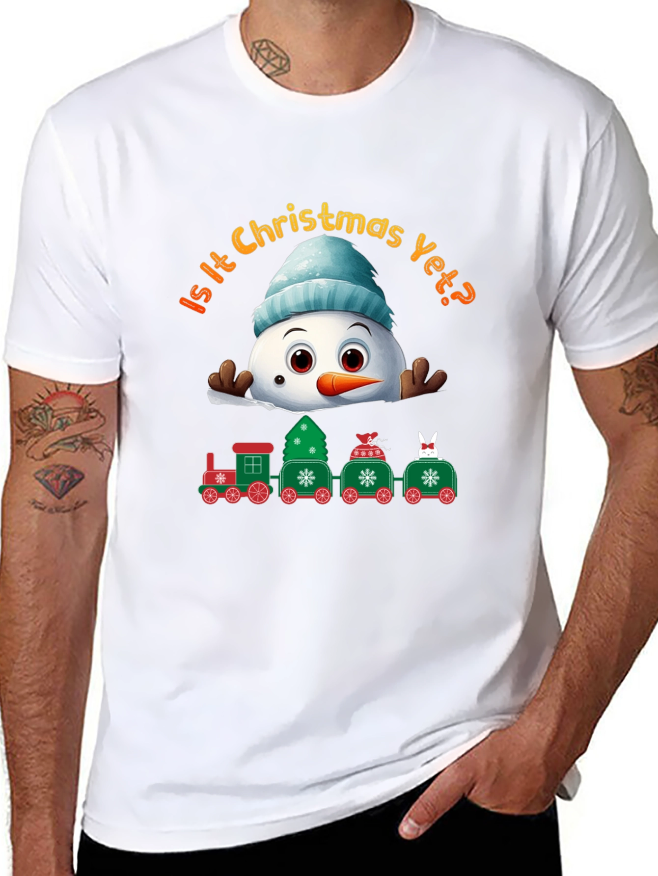 Christmas Snowman Train T-Shirt