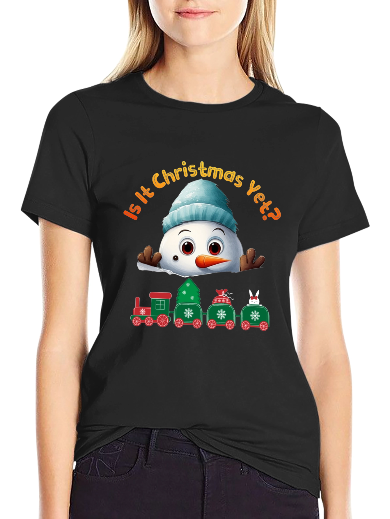 Christmas Snowman Train T-Shirt