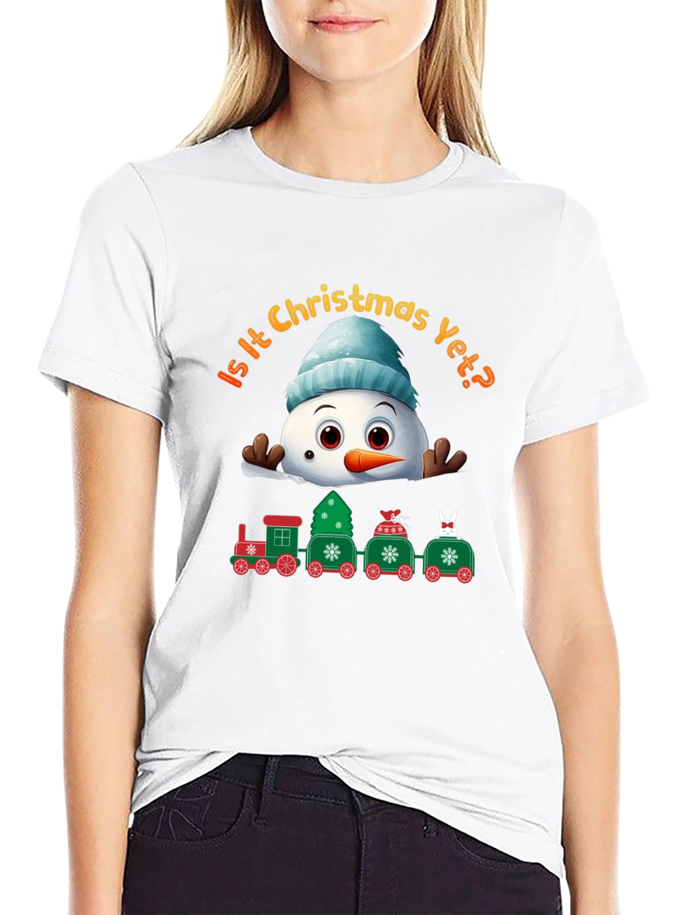 Christmas Snowman Train T-Shirt