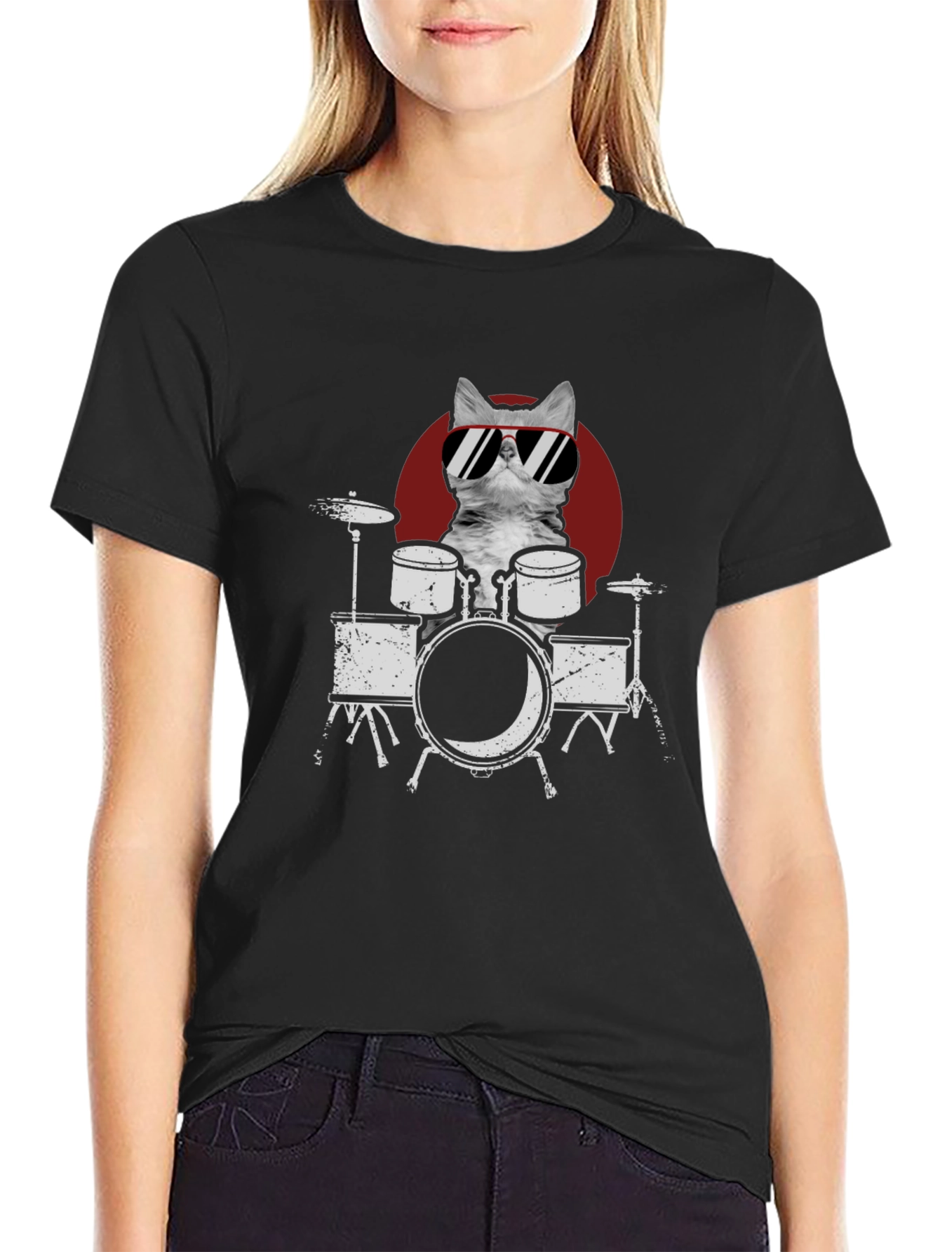 Cool Cat Drummer Graphic Tee - Rock On!