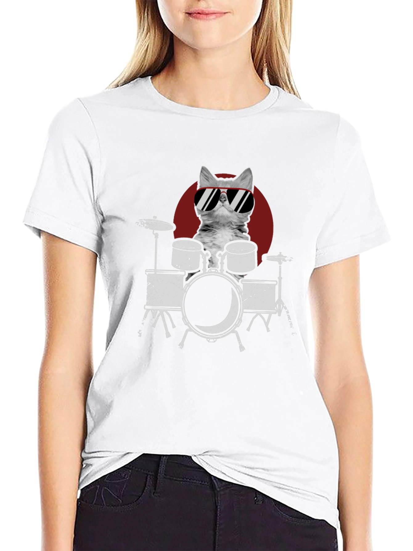 Cool Cat Drummer Graphic Tee - Rock On!