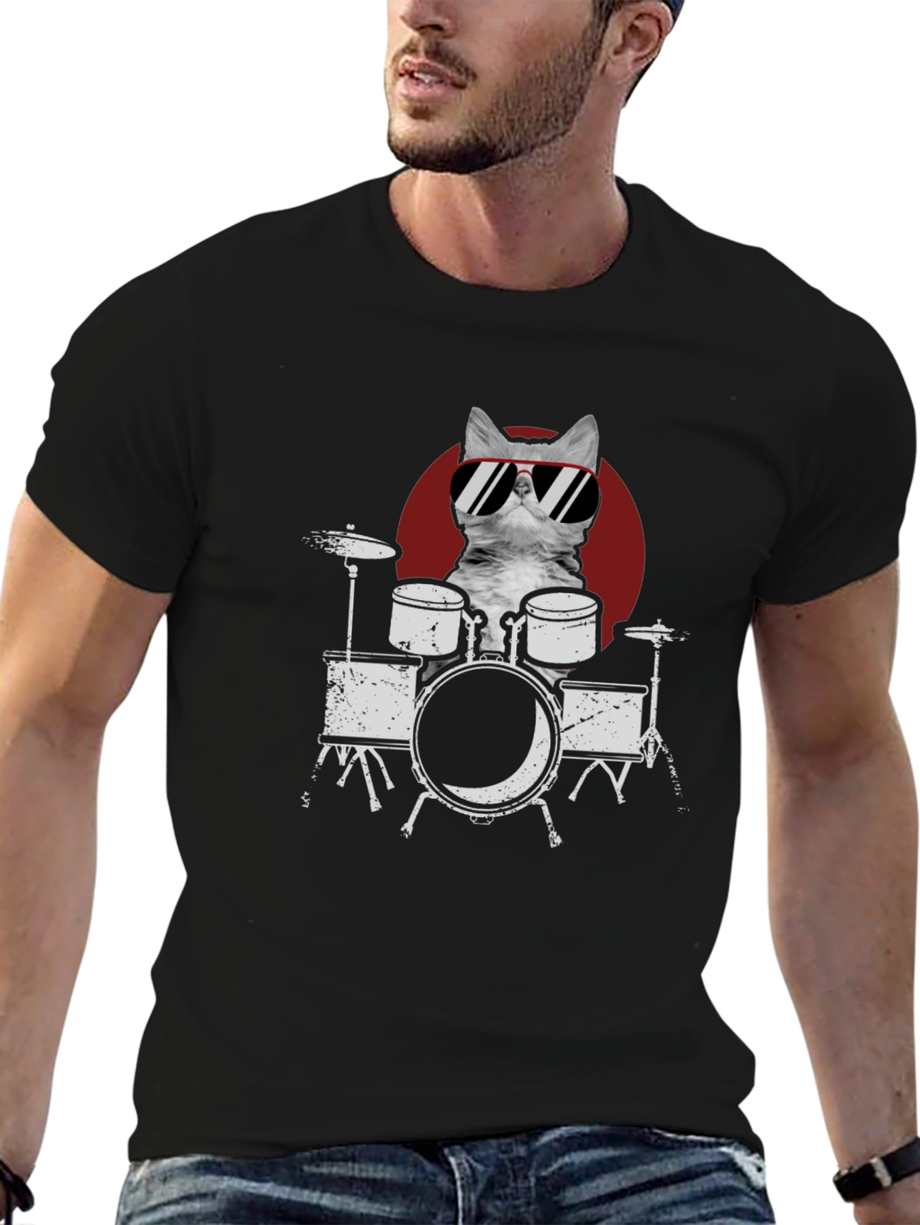 Cool Cat Drummer Graphic Tee - Rock On!