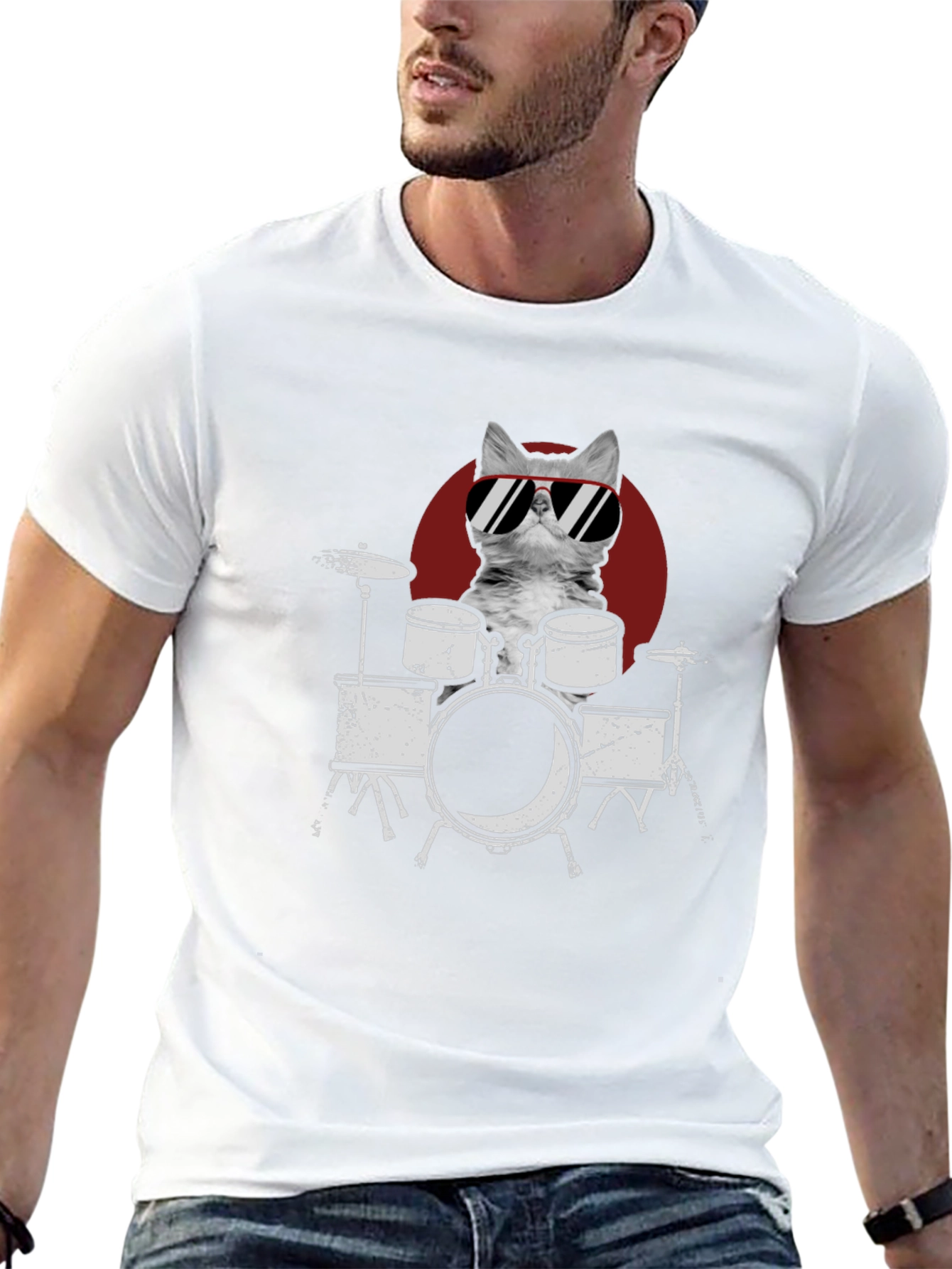Cool Cat Drummer Graphic Tee - Rock On!