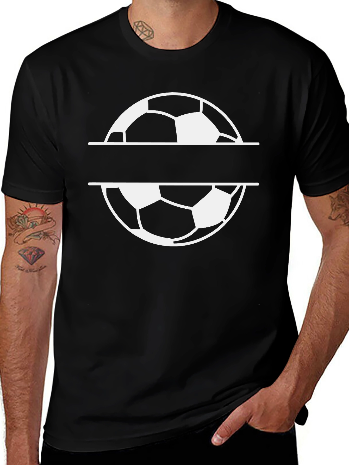Soccer Ball Graphic Tee - Black Cotton