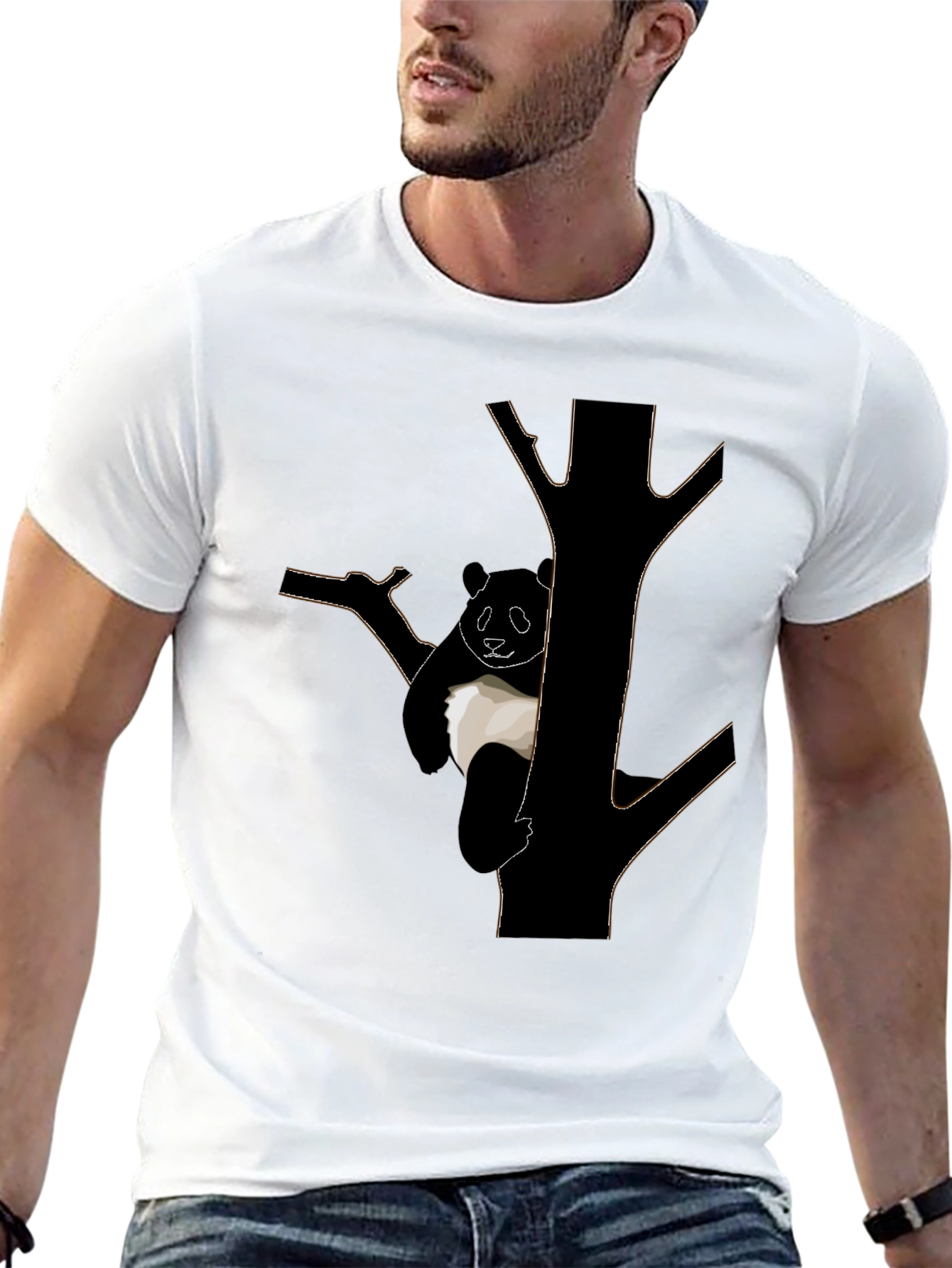 Panda Tree Graphic T-Shirt - Black Cotton Tee