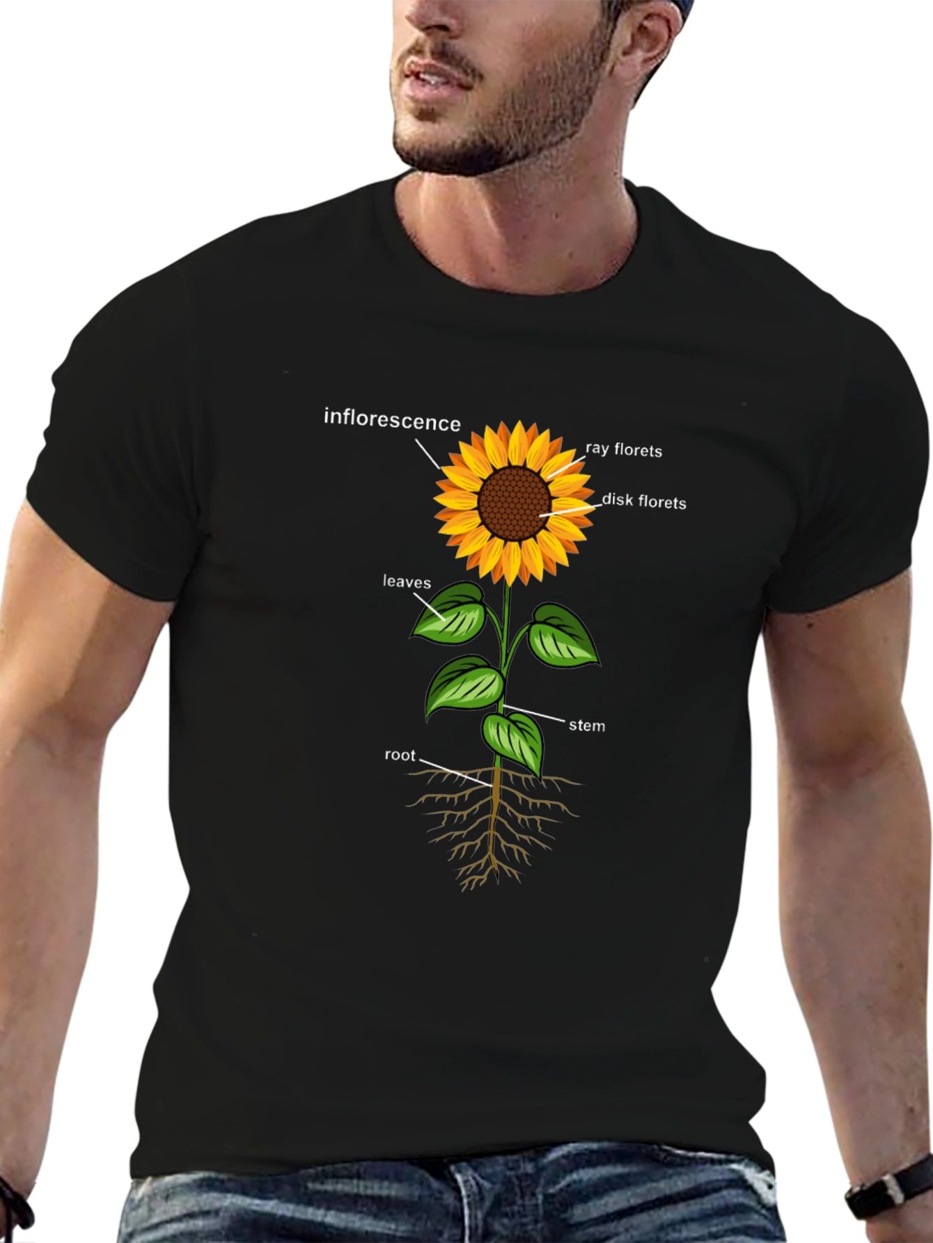 Sunflower Anatomy Black T-Shirt