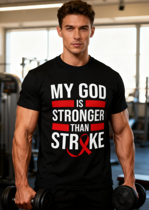 My God Is Stronger Than Stroke Unisex T-Shirt - Stroke Awareness Inspirational Faith Tee for Men & Women
