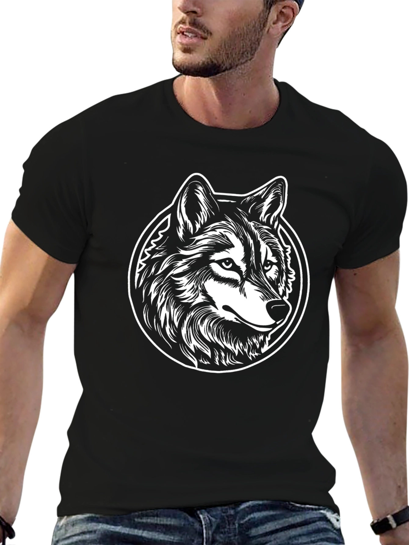 Black Wolf Graphic Tee - Cool Animal Design