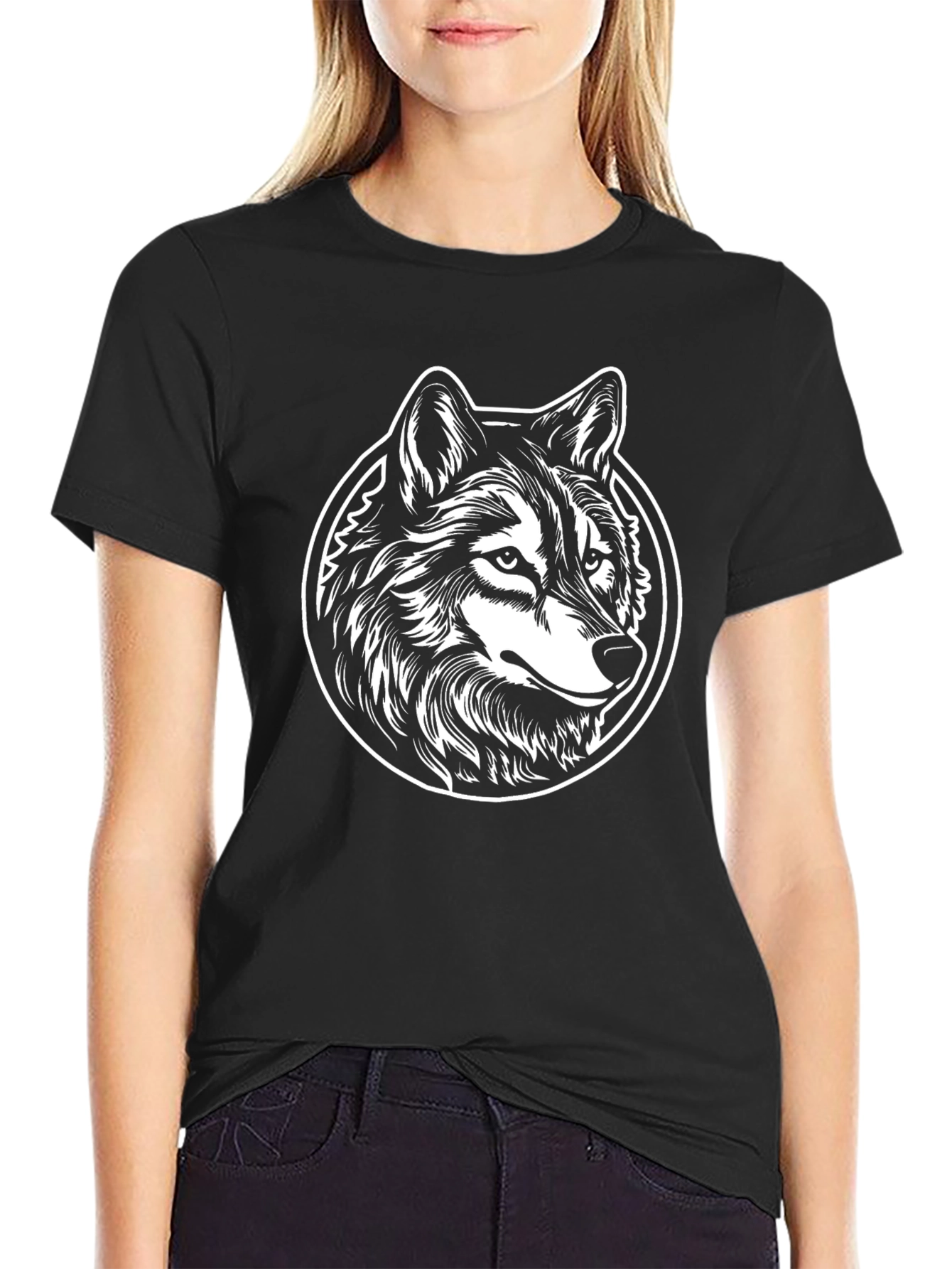 Black Wolf Graphic Tee - Cool Animal Design