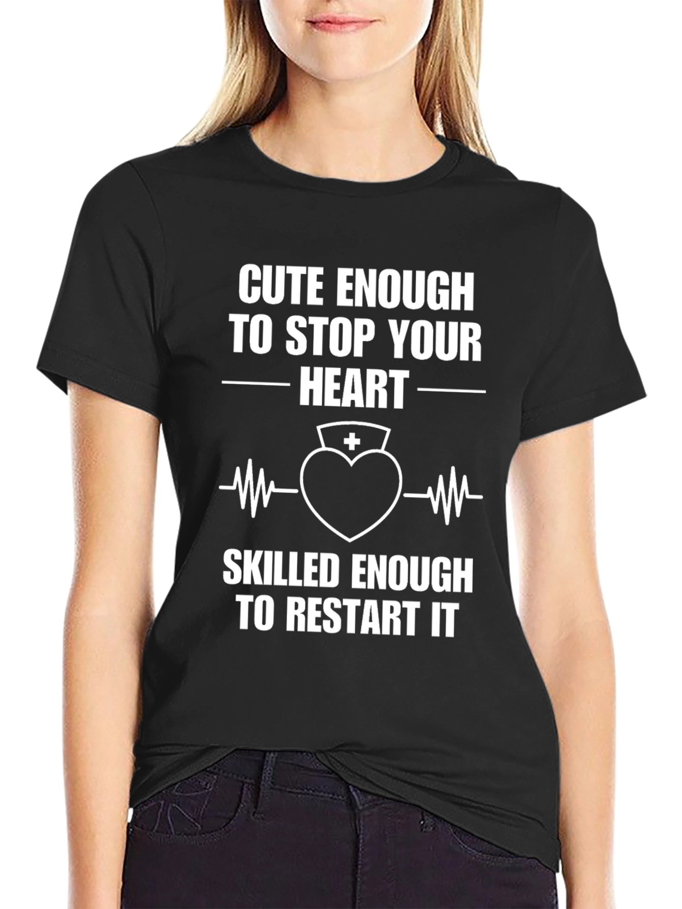 Cute Enough Nurse Graphic Tee - Black