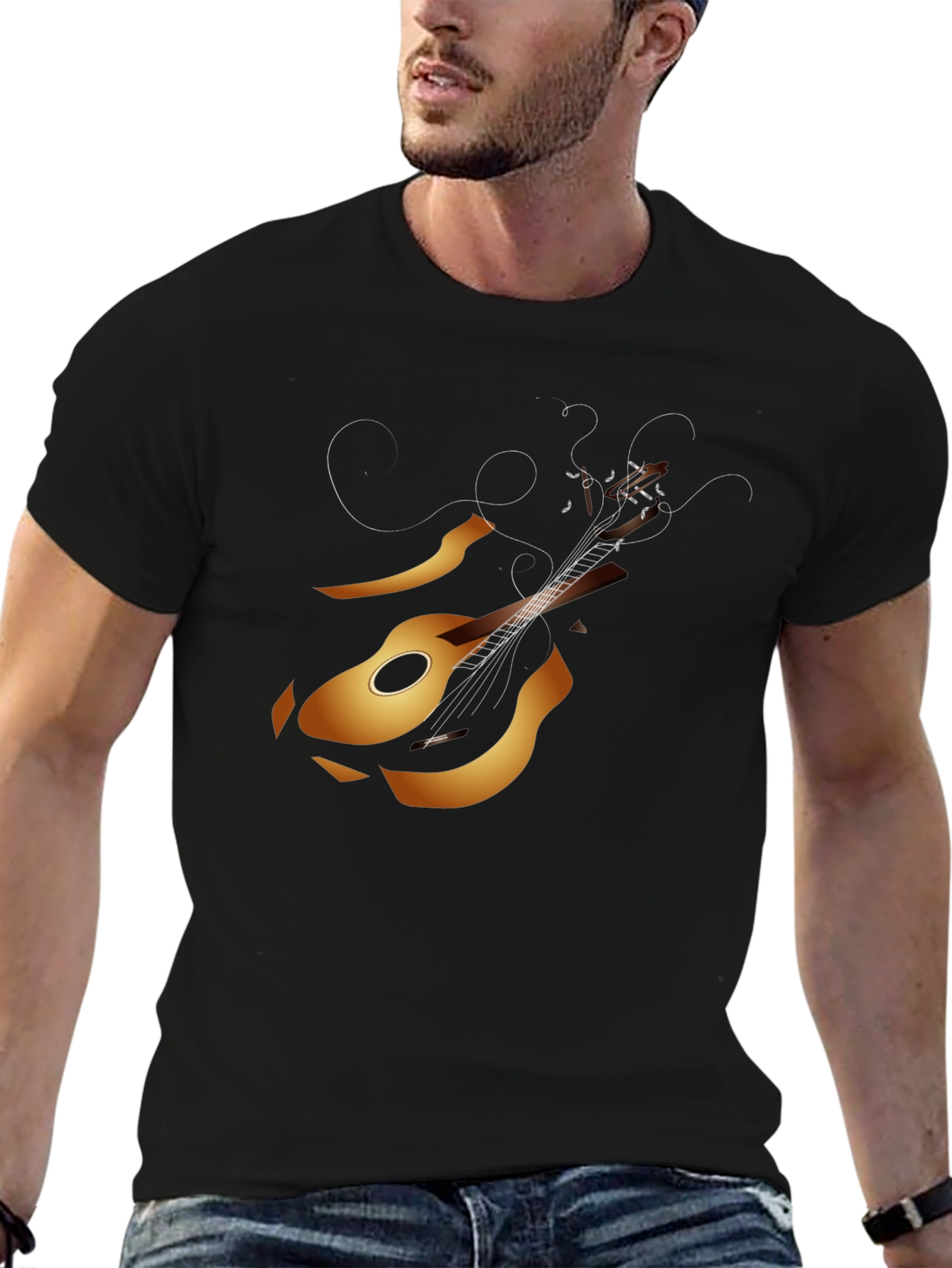 Guitar Graphic Tee - Black Music Lover T-Shirt