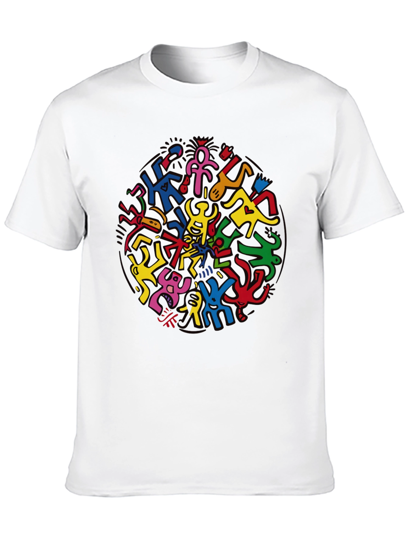 Keith Haring Inspired Black Crew Neck Tee