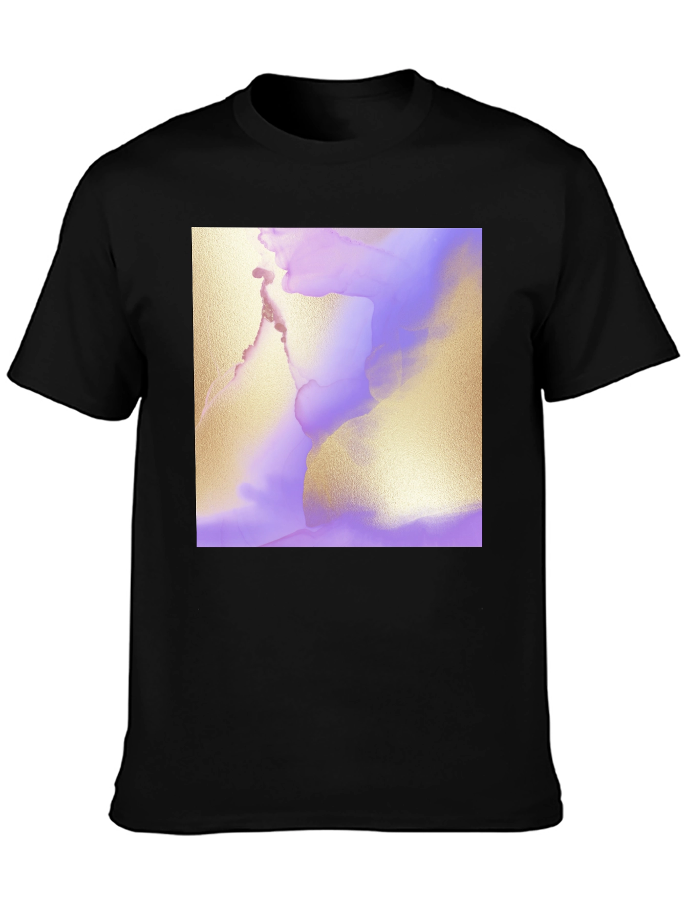 Abstract Art Tee - Gold and Lavender Swirl Design