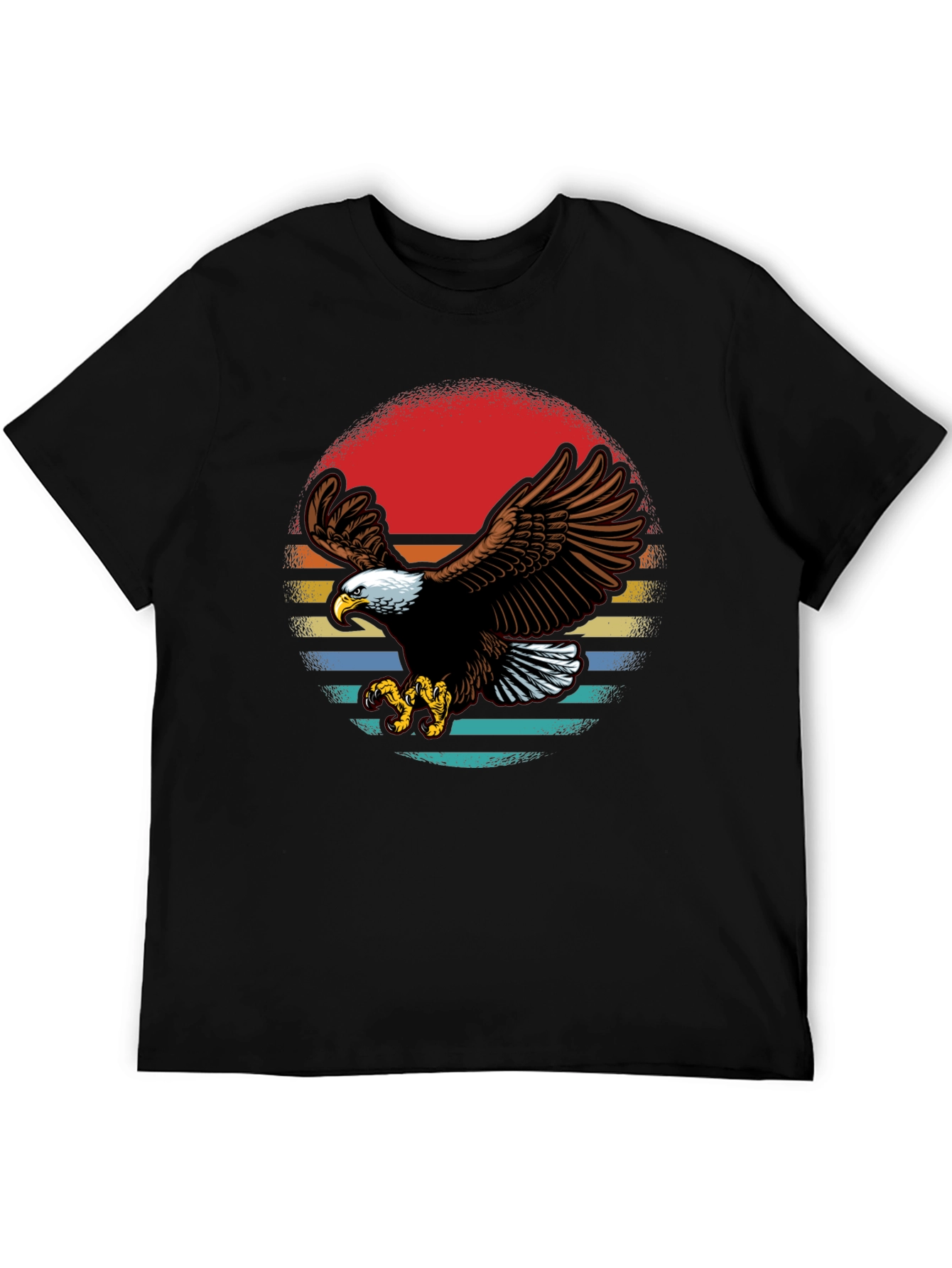 Bald Eagle Retro Sunset Graphic T-Shirt