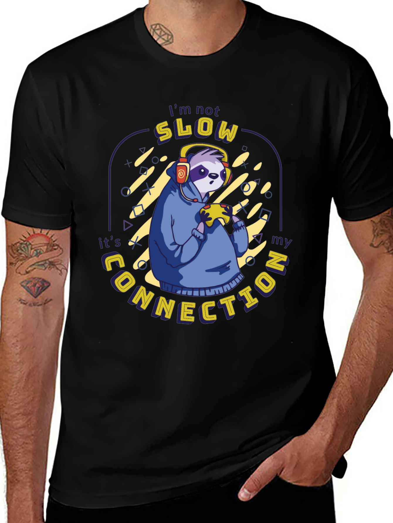 Gamer Sloth T-Shirt - Slow Connection Funny Gaming Tee