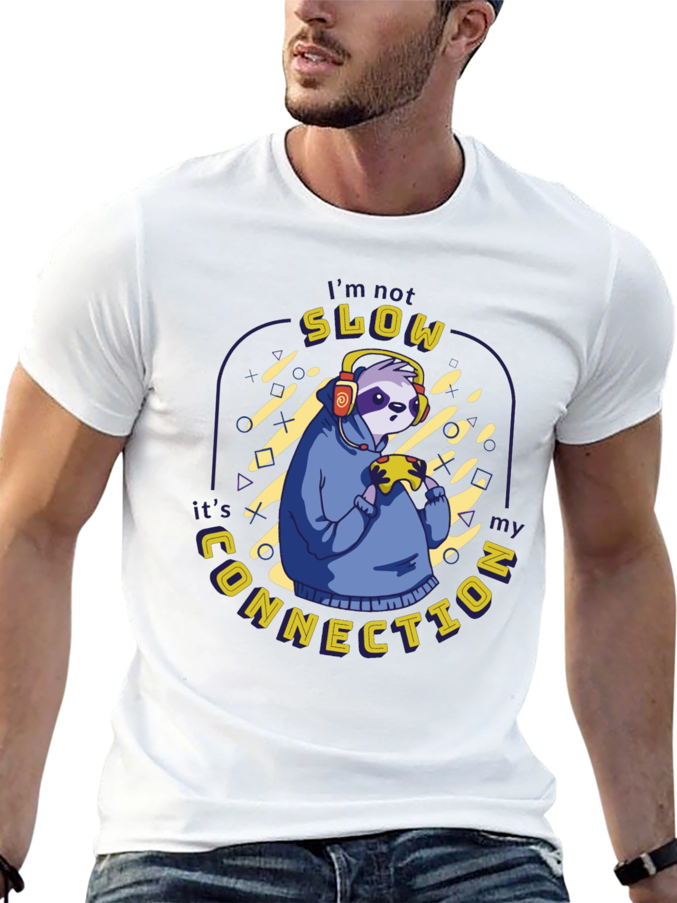 Gamer Sloth T-Shirt - Slow Connection Funny Gaming Tee