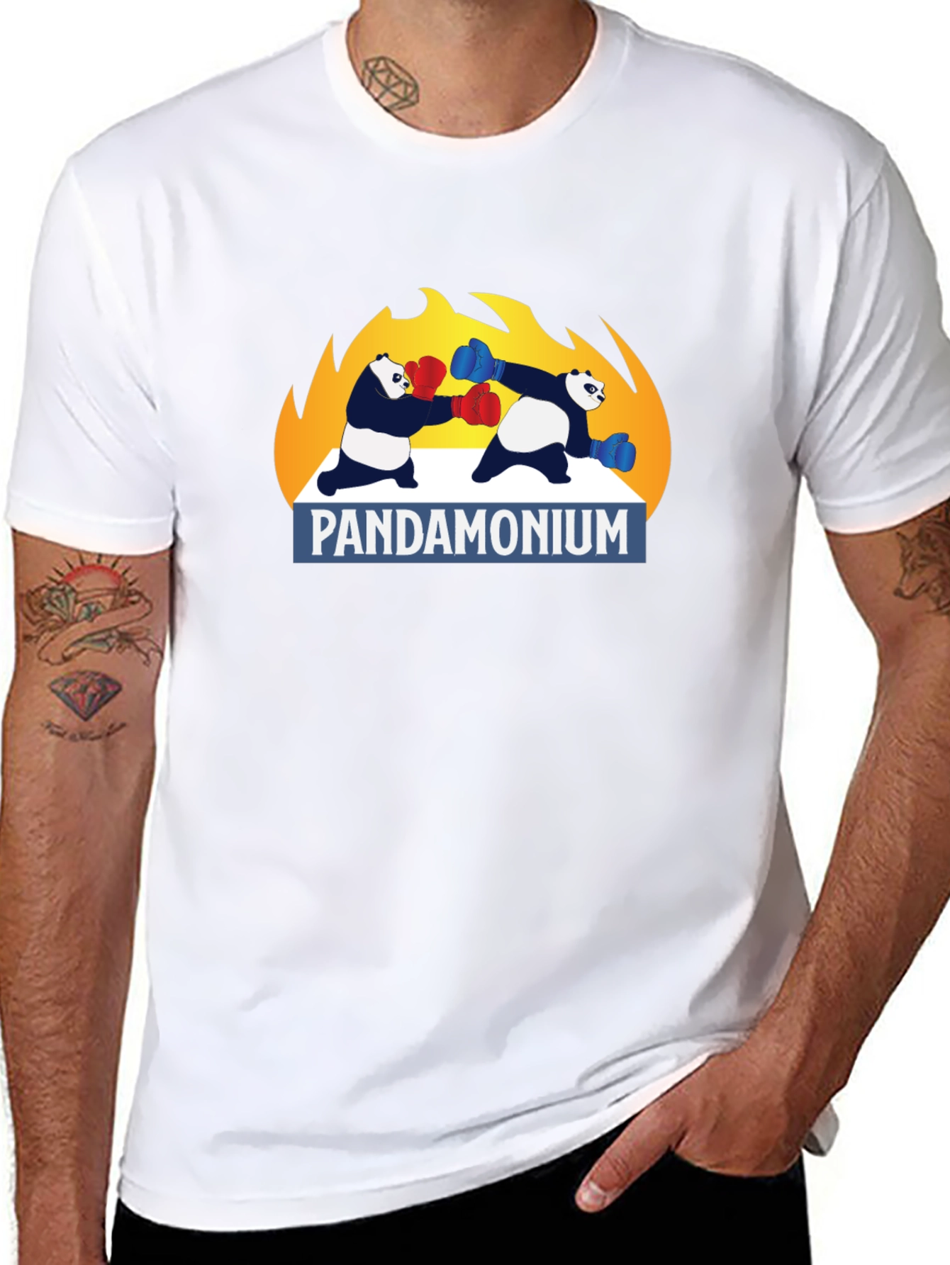 Pandamonium Boxing T-Shirt - Black Graphic Tee