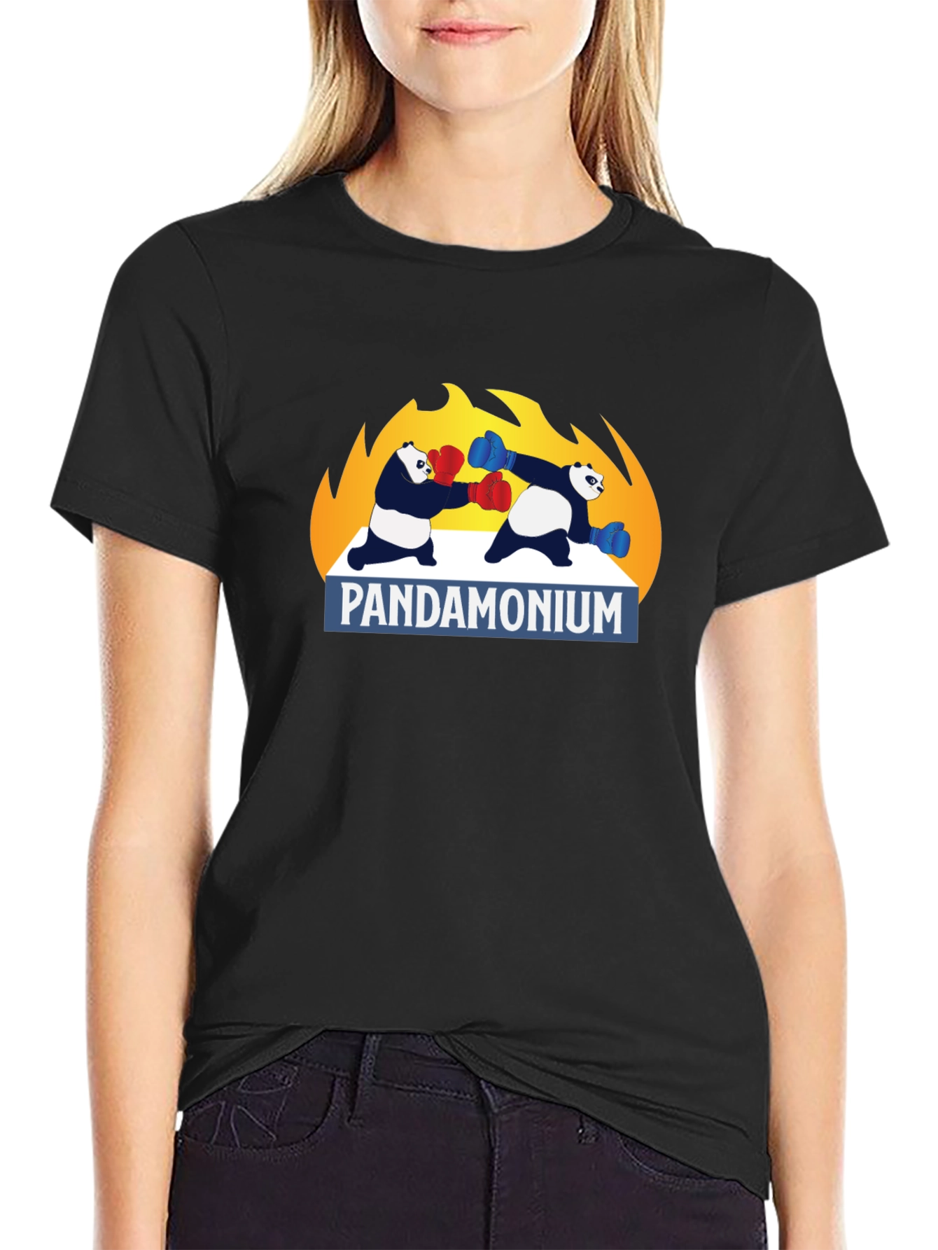 Pandamonium Boxing T-Shirt - Black Graphic Tee
