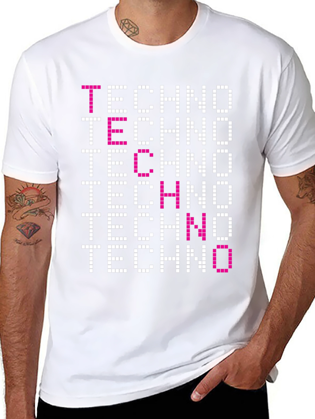 Techno Graphic Tee - Pixelated Retro Rave Shirt