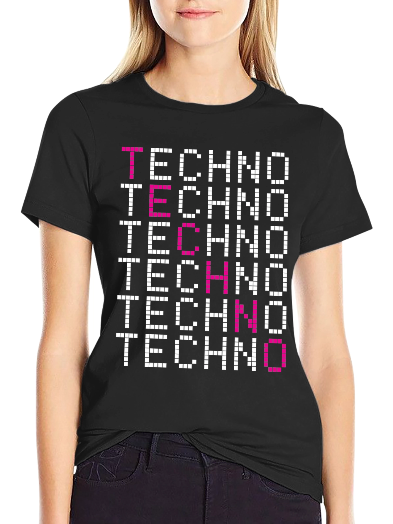 Techno Graphic Tee - Pixelated Retro Rave Shirt