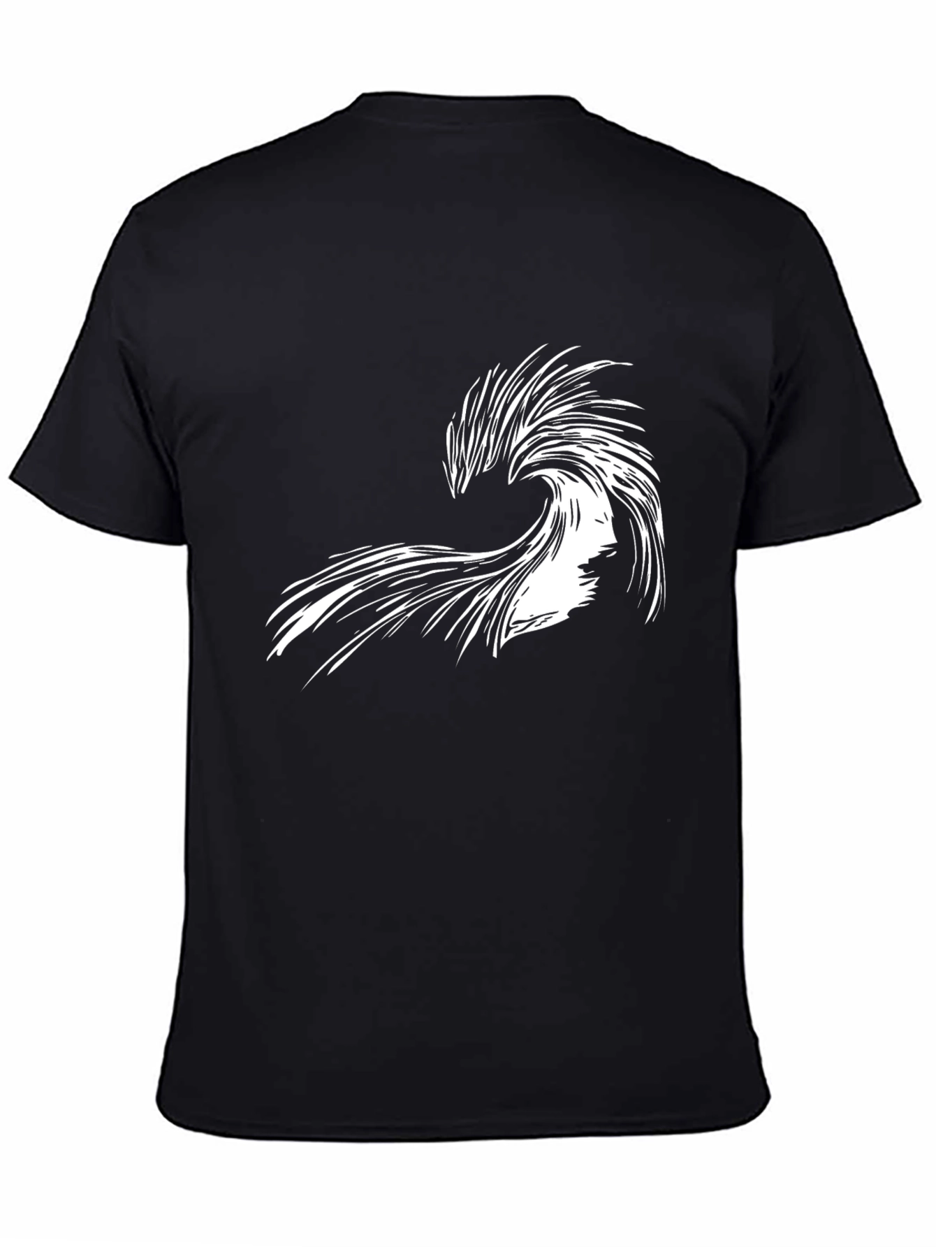 Abstract Wave Graphic Tee - Black Cotton Shirt