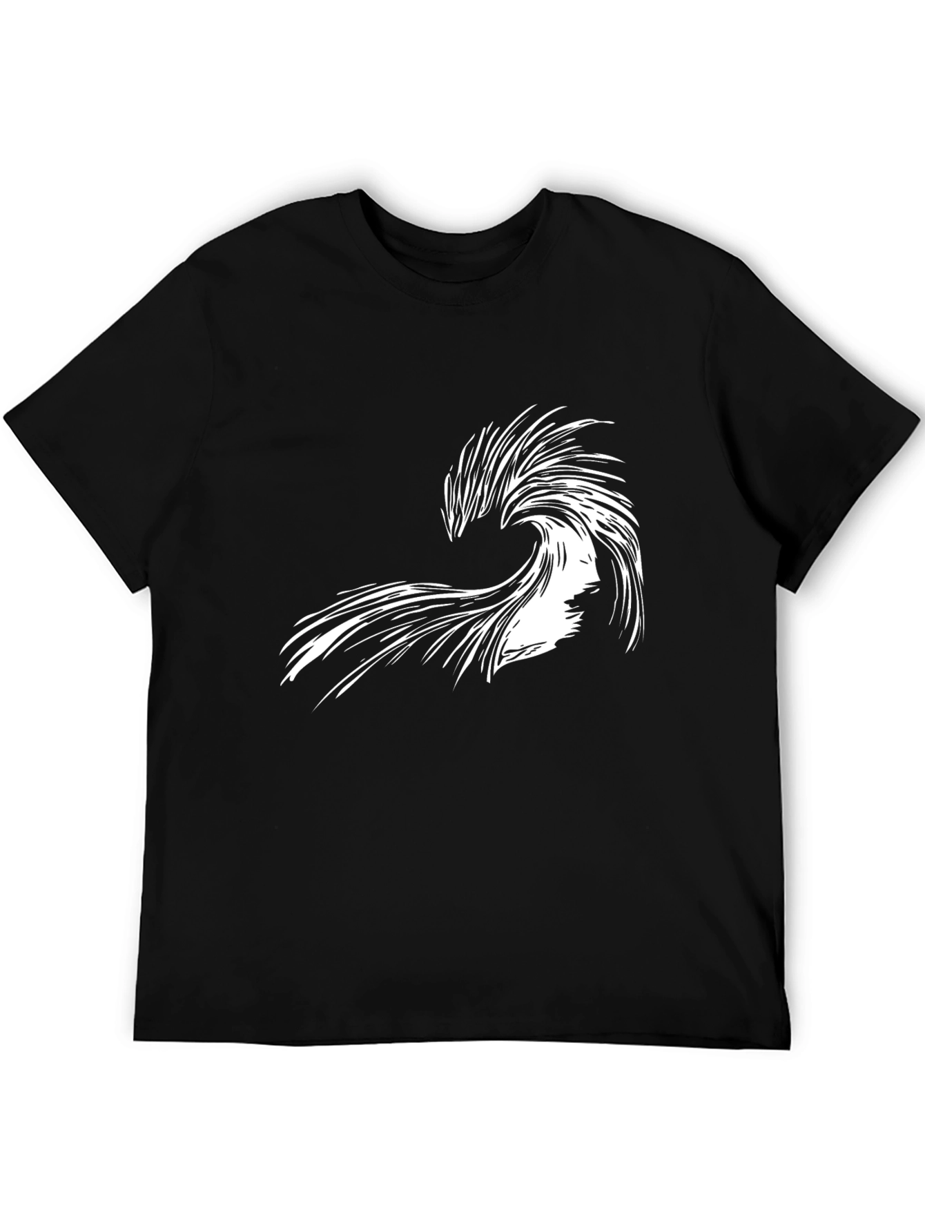 Abstract Wave Graphic Tee - Black Cotton Shirt