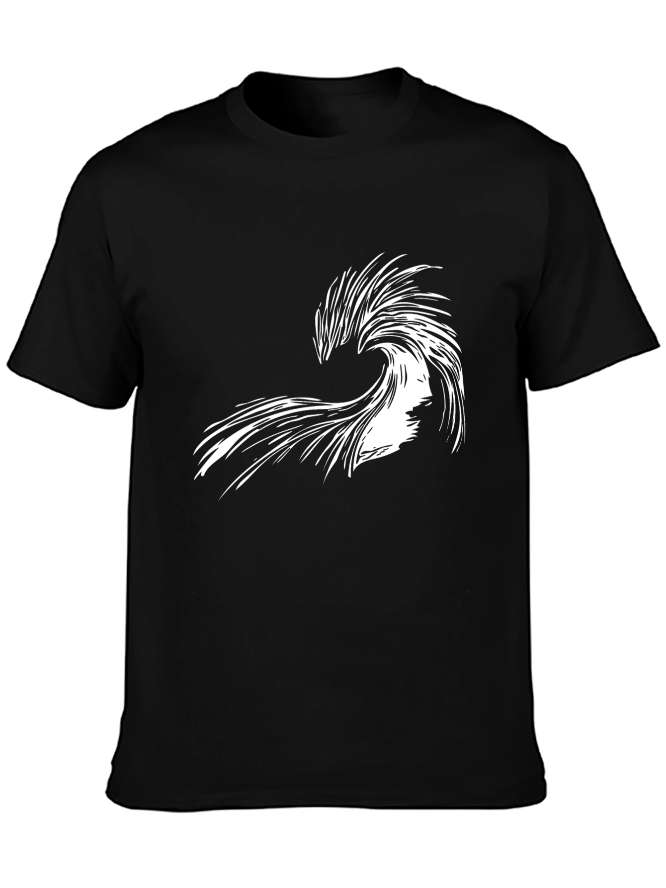 Abstract Wave Graphic Tee - Black Cotton Shirt