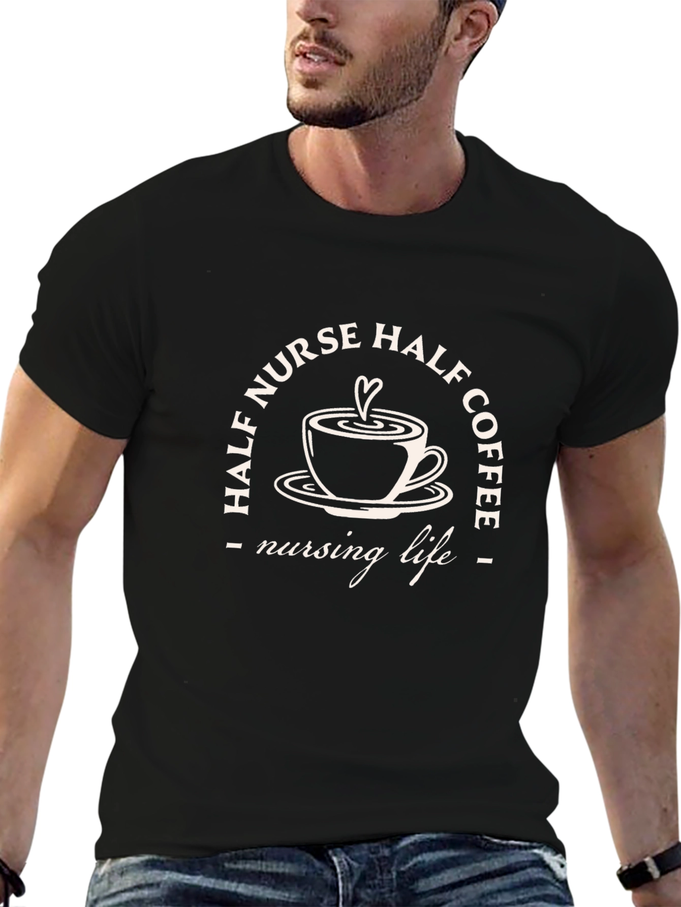 Half Nurse Half Coffee T-Shirt - Nursing Life Tee