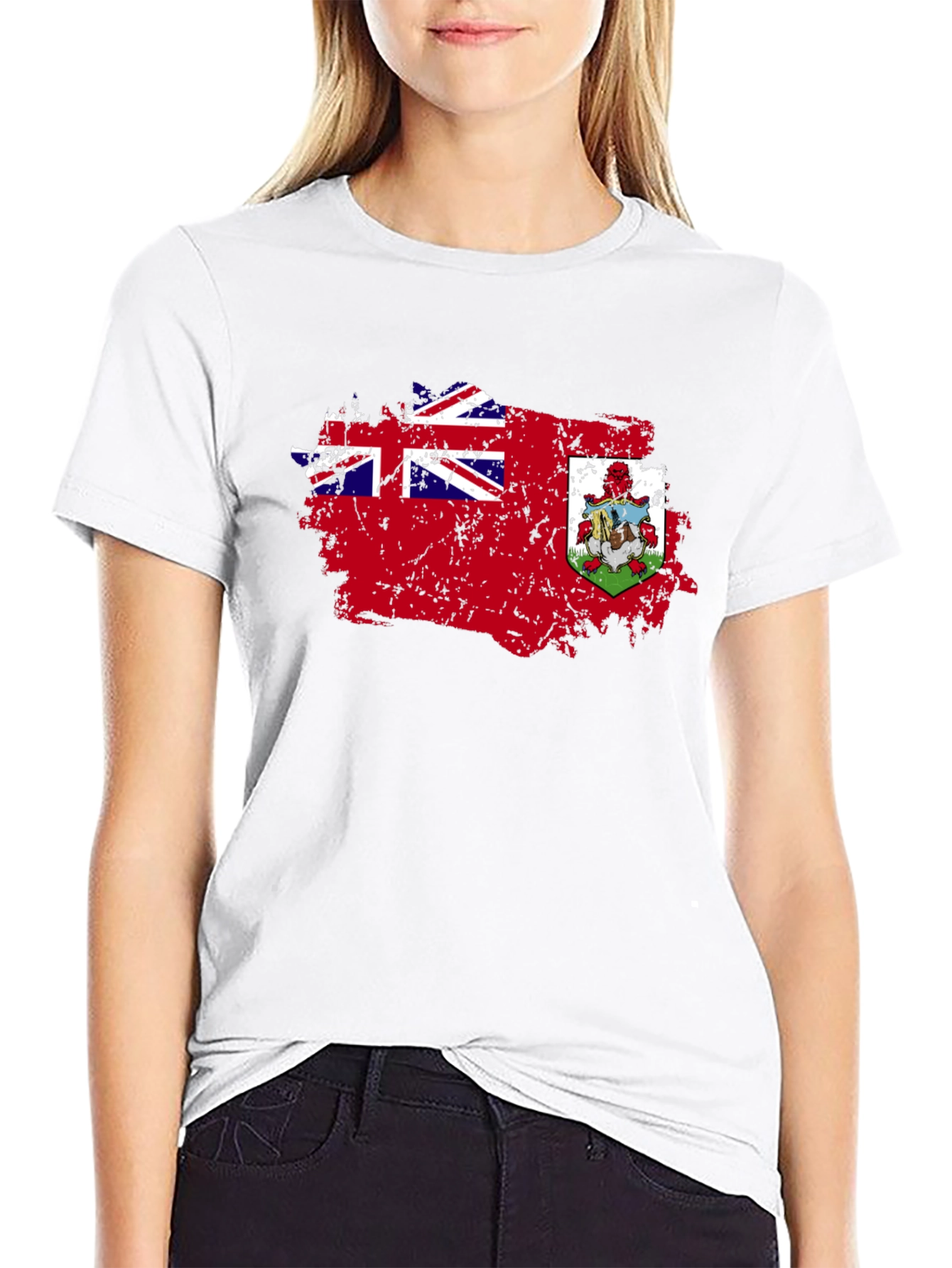 Bermuda Flag Distressed Graphic Black T-Shirt
