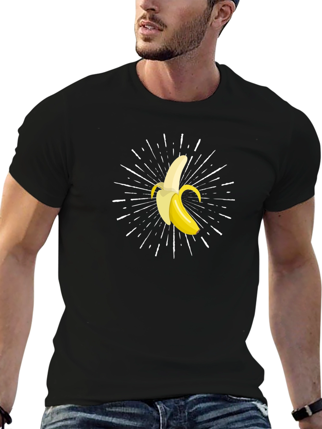 Banana Burst Graphic Tee - Black Cotton Comfort
