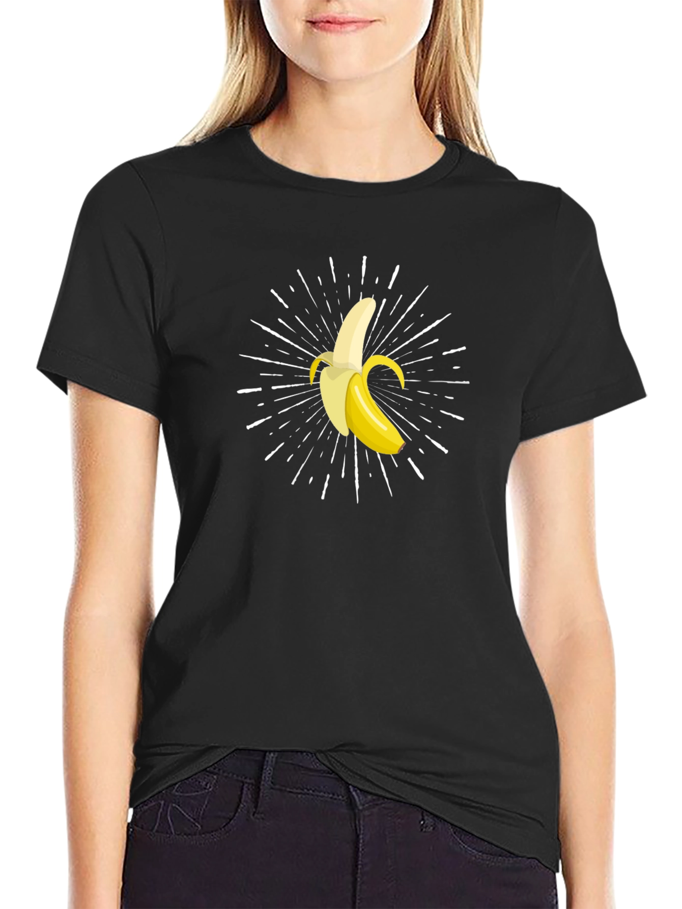 Banana Burst Graphic Tee - Black Cotton Comfort
