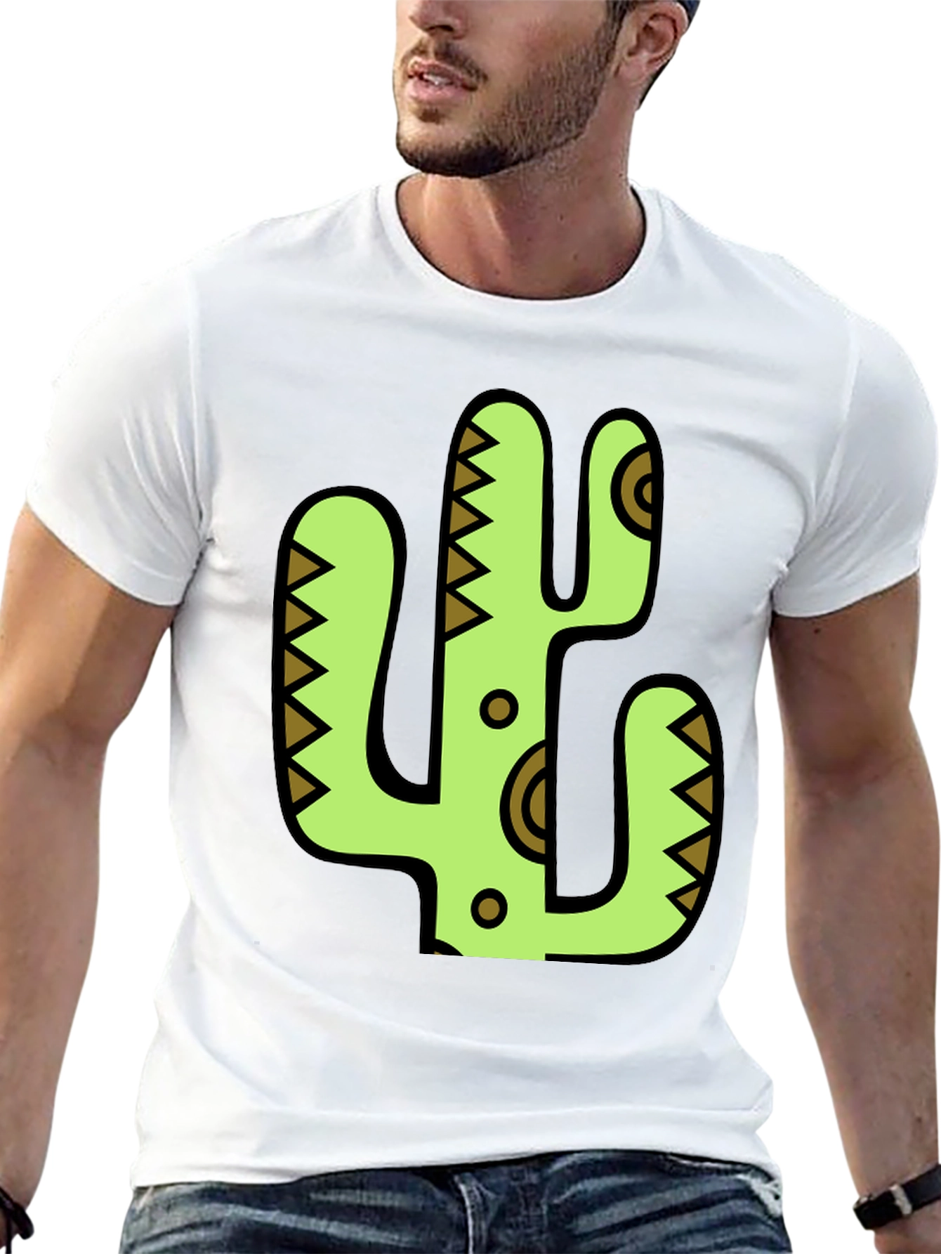 Cactus Graphic Print Black T-Shirt