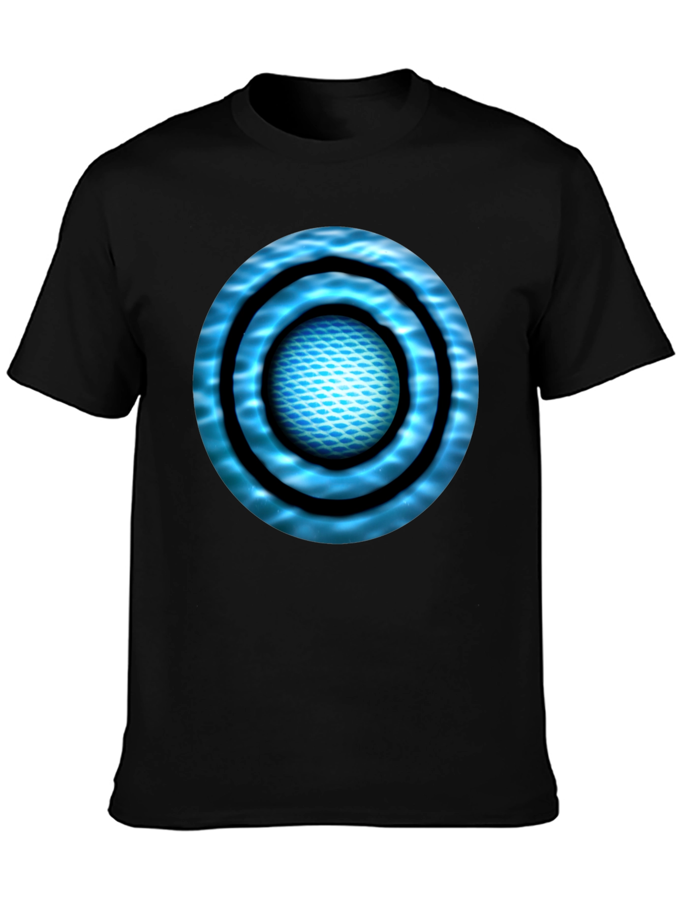 Abstract Blue Circle Design Black T-Shirt