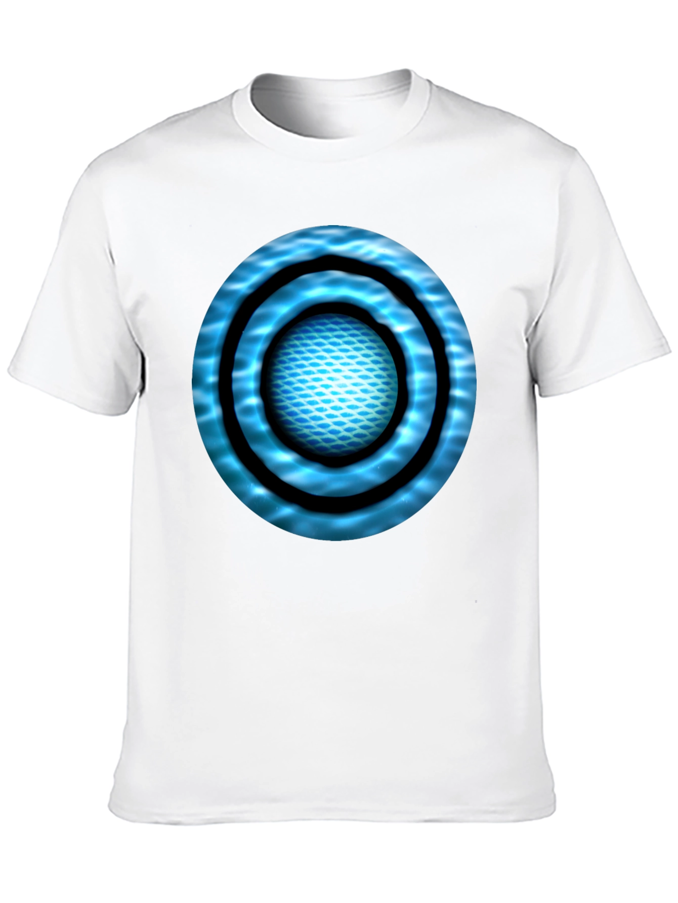 Abstract Blue Circle Design Black T-Shirt