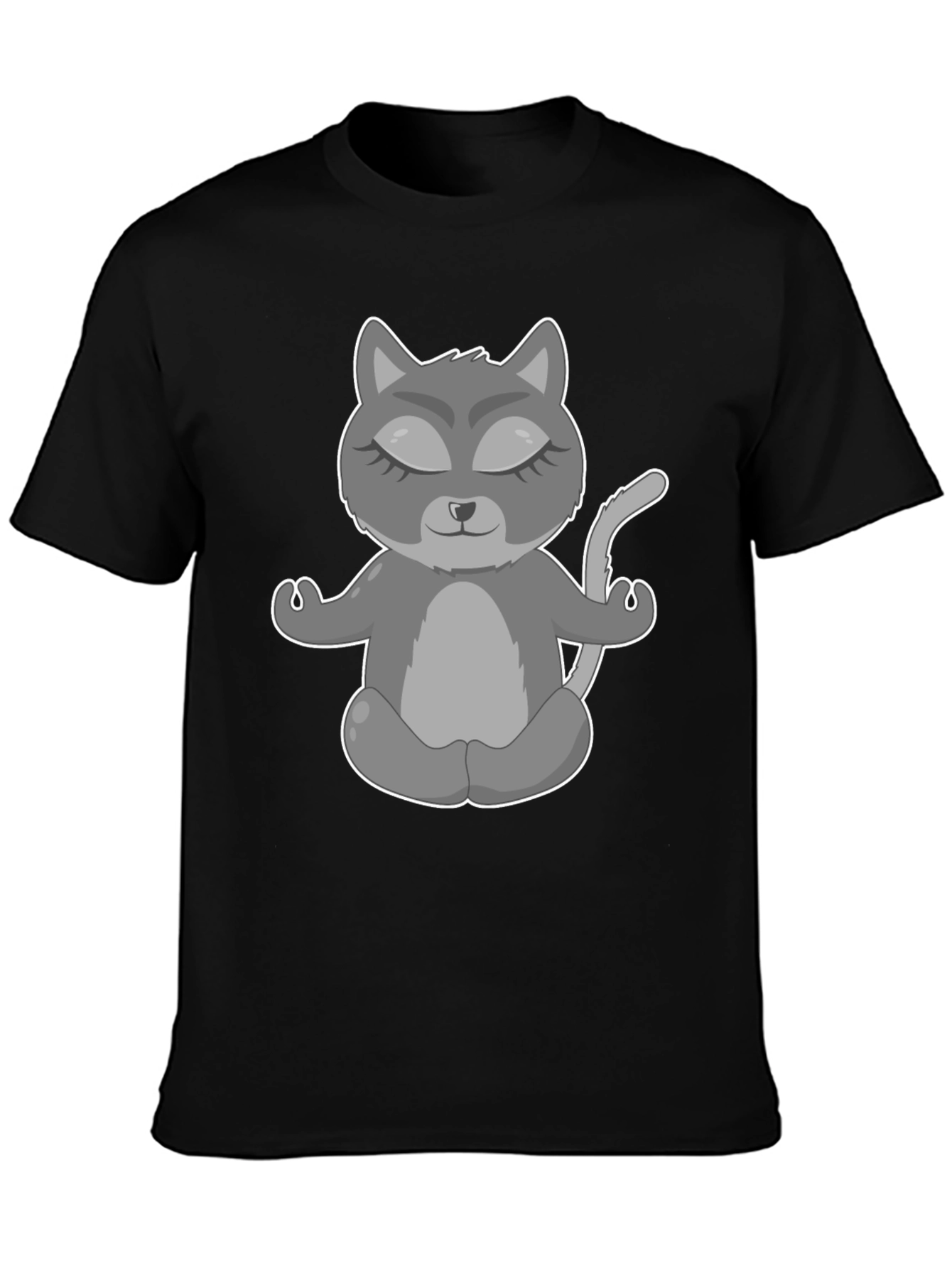 Yoga Cat Graphic T-Shirt - Black Tee