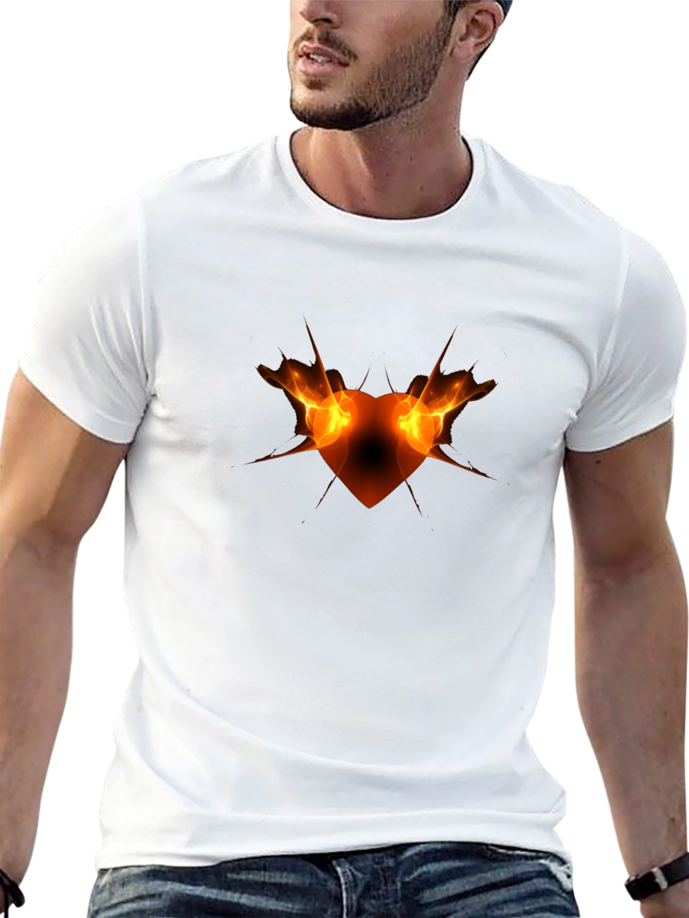Fiery Heart Graphic Black Tee