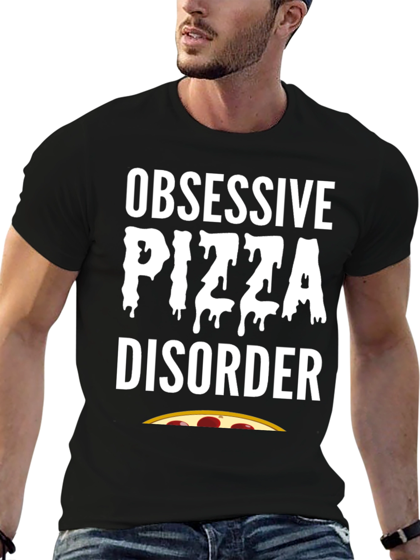 Obsessive Pizza Disorder Black T-Shirt