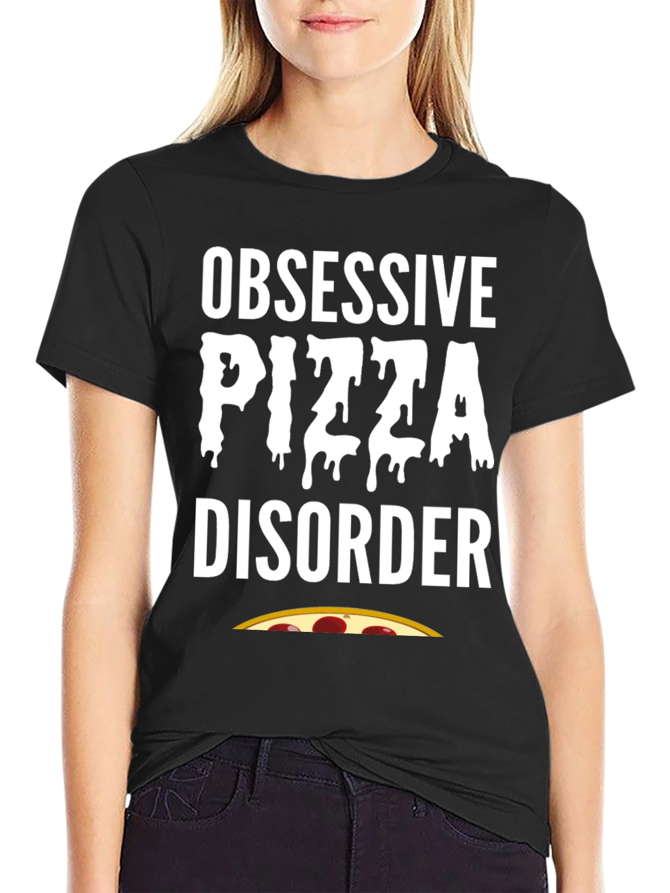 Obsessive Pizza Disorder Black T-Shirt